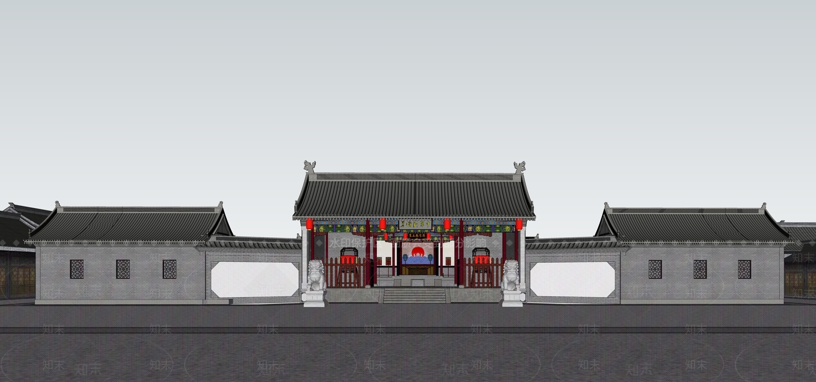 中式古代衙门衙署SU模型下载【ID:1150741298】_知末su模型网