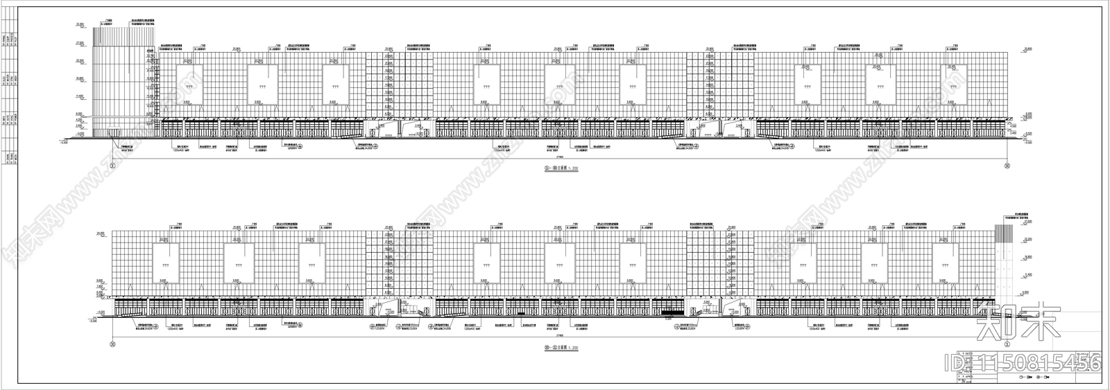 4层现代风格商贸物流中心建筑cad施工图下载【ID:1150815456】