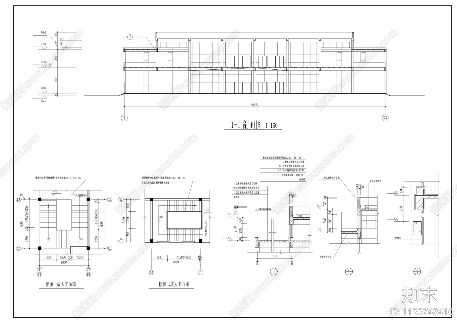 学院食堂建筑cad施工图下载【ID:1150742410】