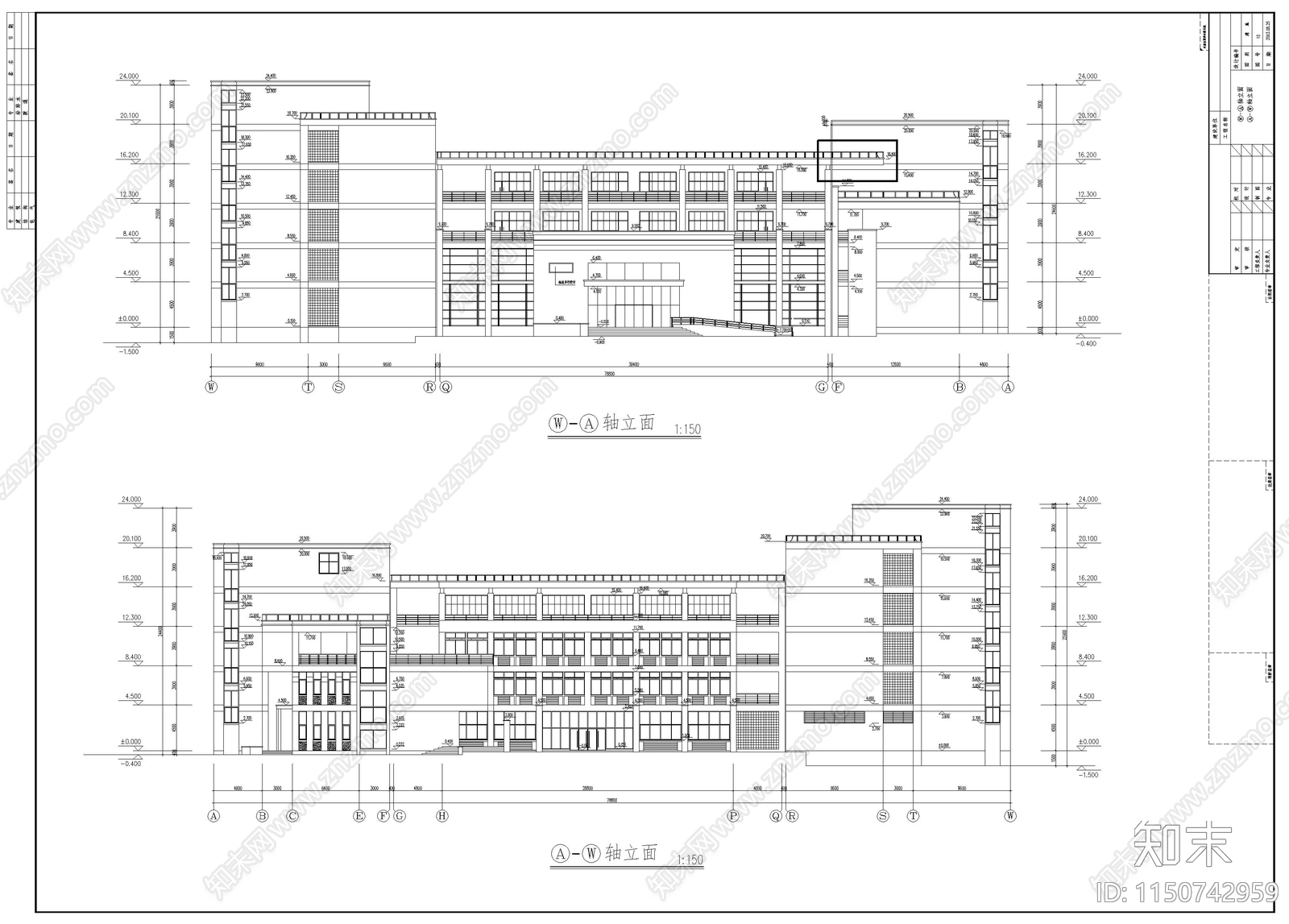 某大学教学楼cad施工图下载【ID:1150742959】