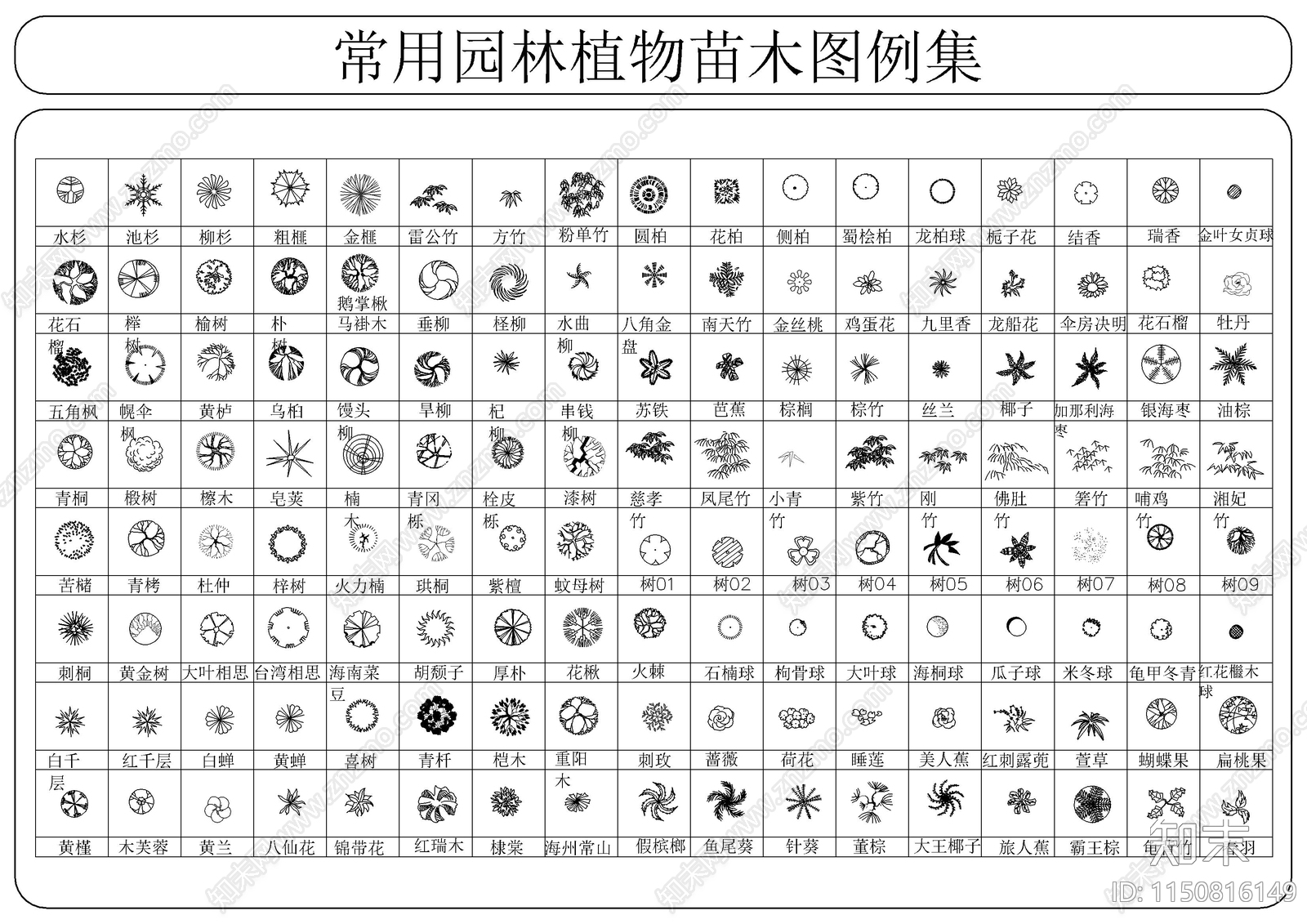 常用园林植物苗木图例集施工图下载【ID:1150816149】