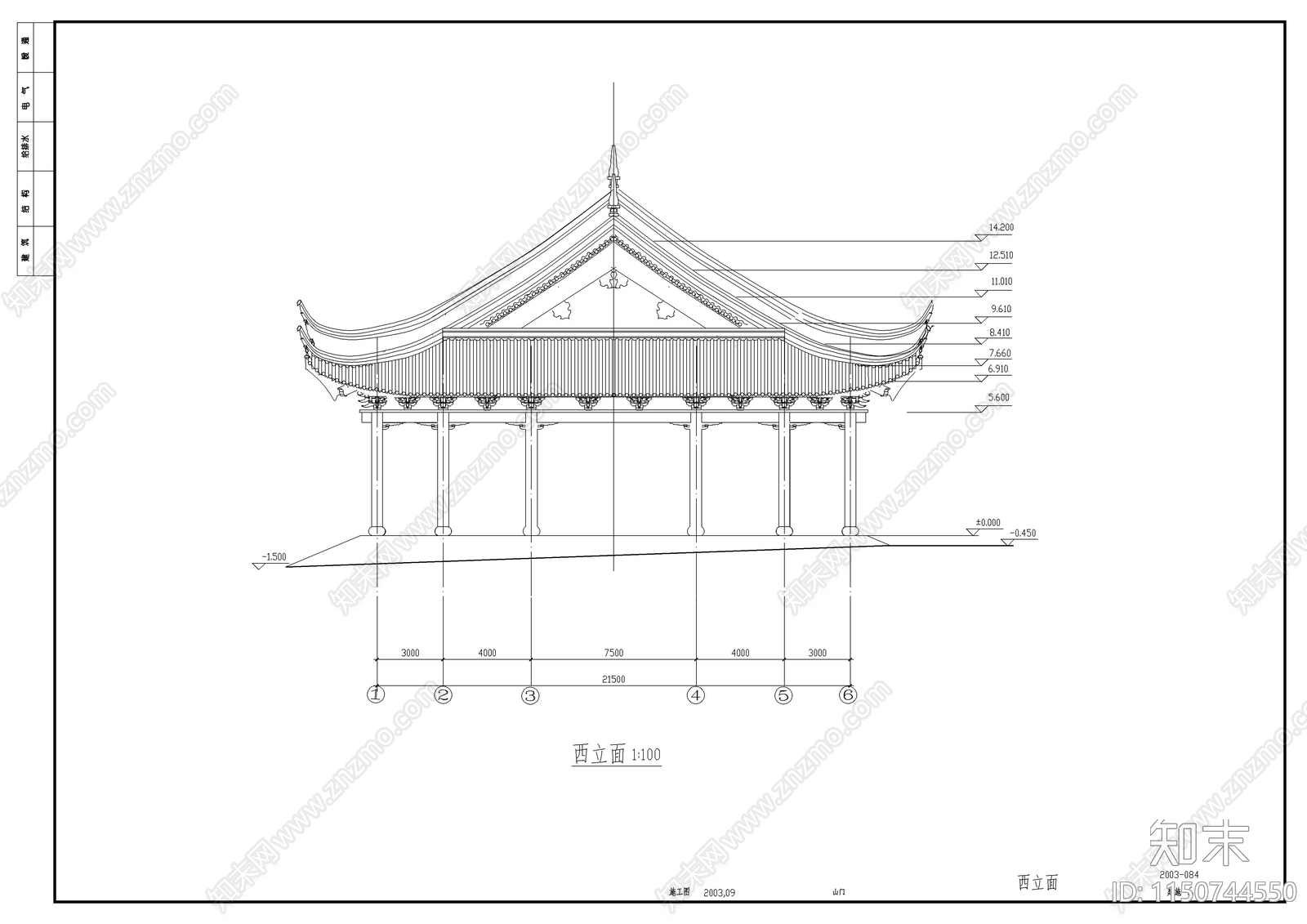 山门殿详图cad施工图下载【ID:1150744550】