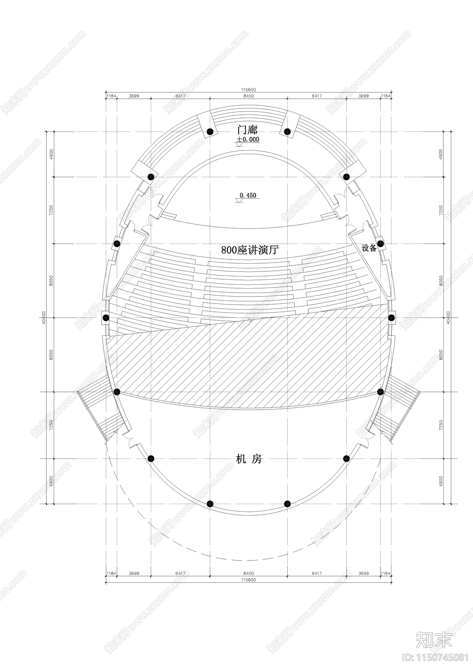 音乐礼堂cad施工图下载【ID:1150745081】