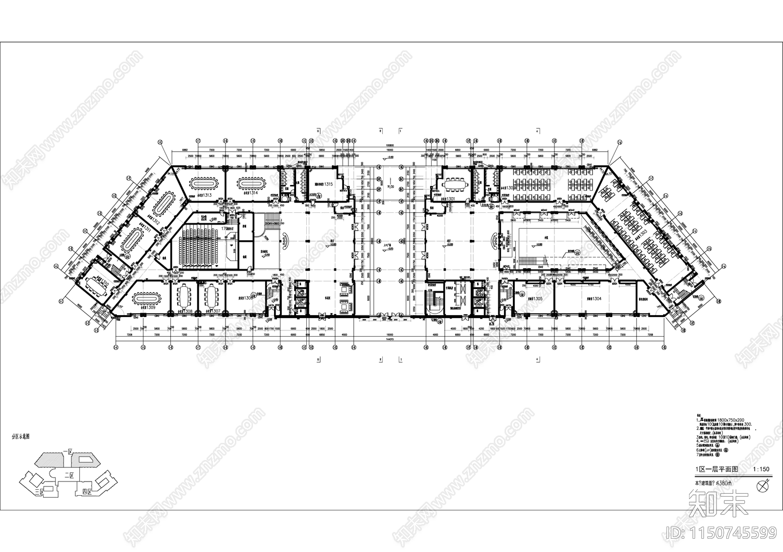 某办公综合楼cad施工图下载【ID:1150745599】