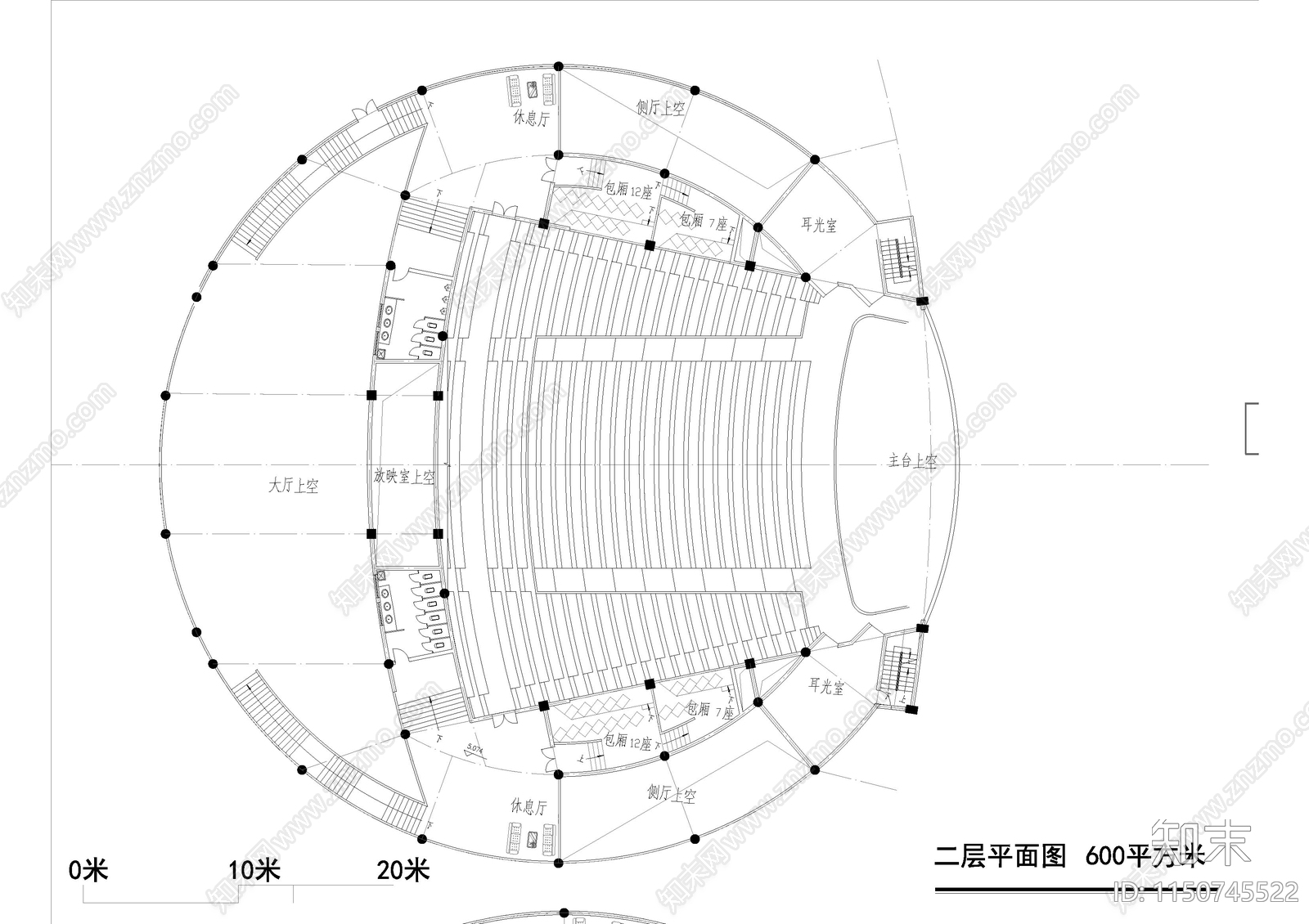 音乐礼堂cad施工图下载【ID:1150745522】