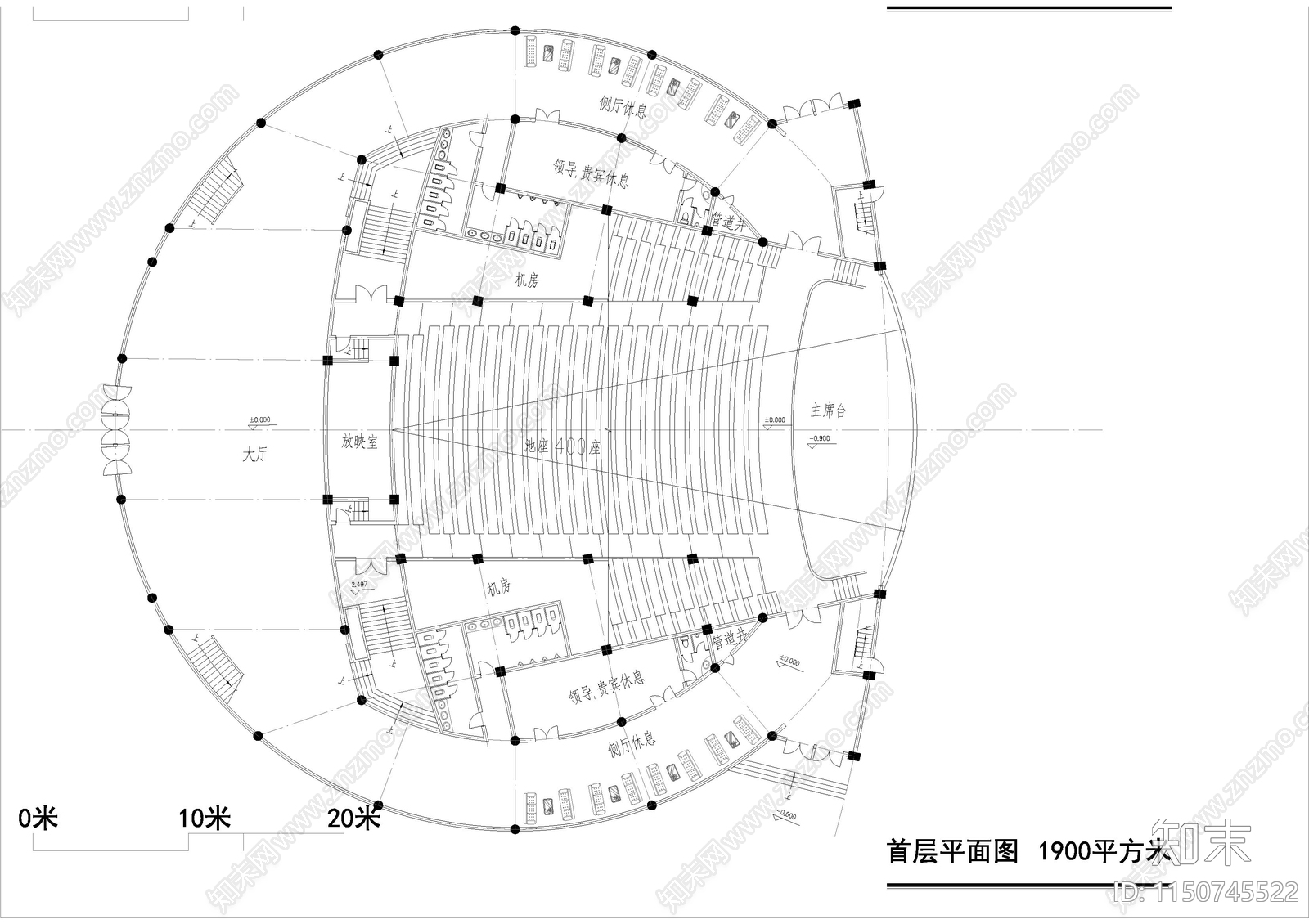 音乐礼堂cad施工图下载【ID:1150745522】