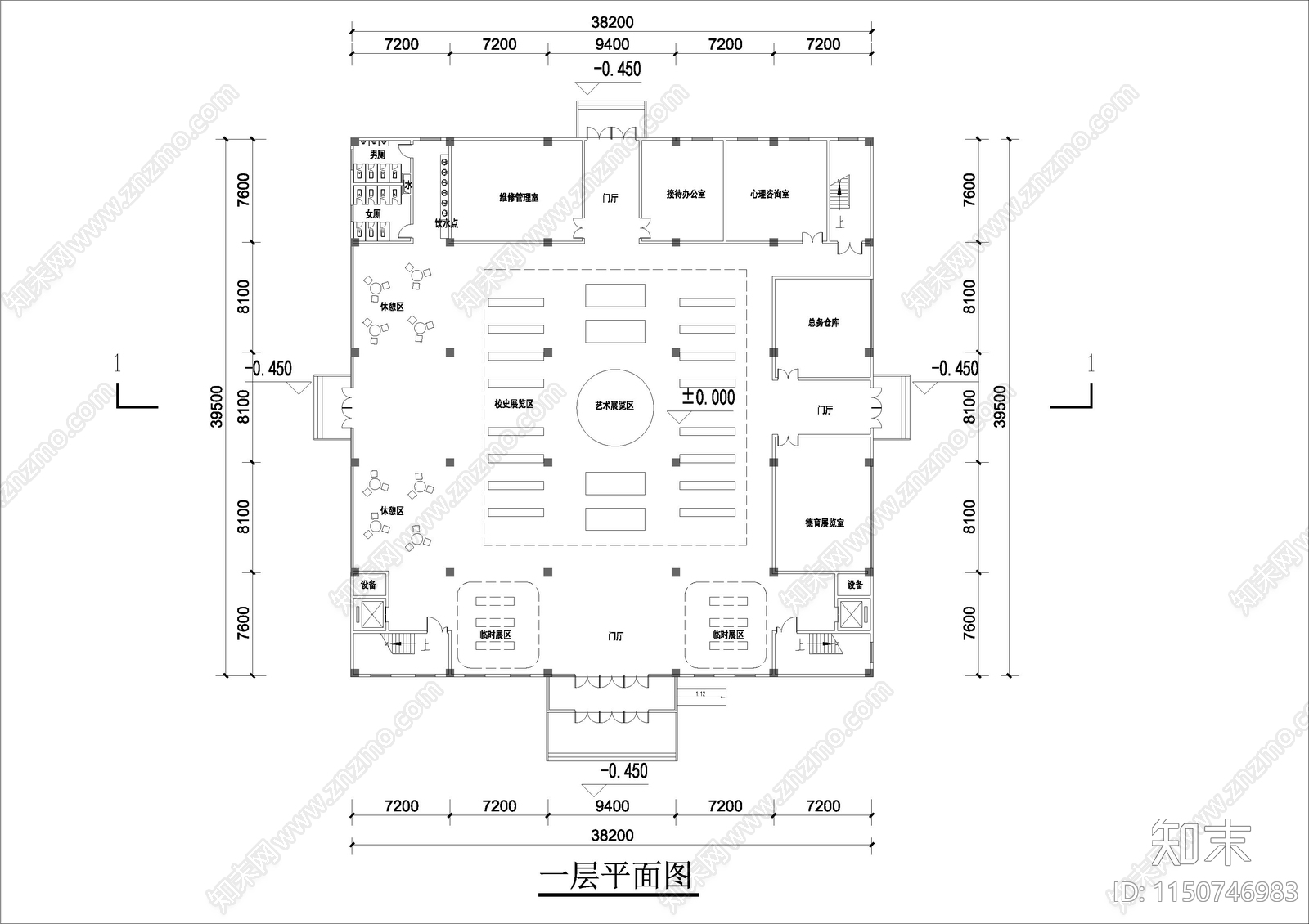 学校综合楼含图书馆平面图施工图下载【ID:1150746983】