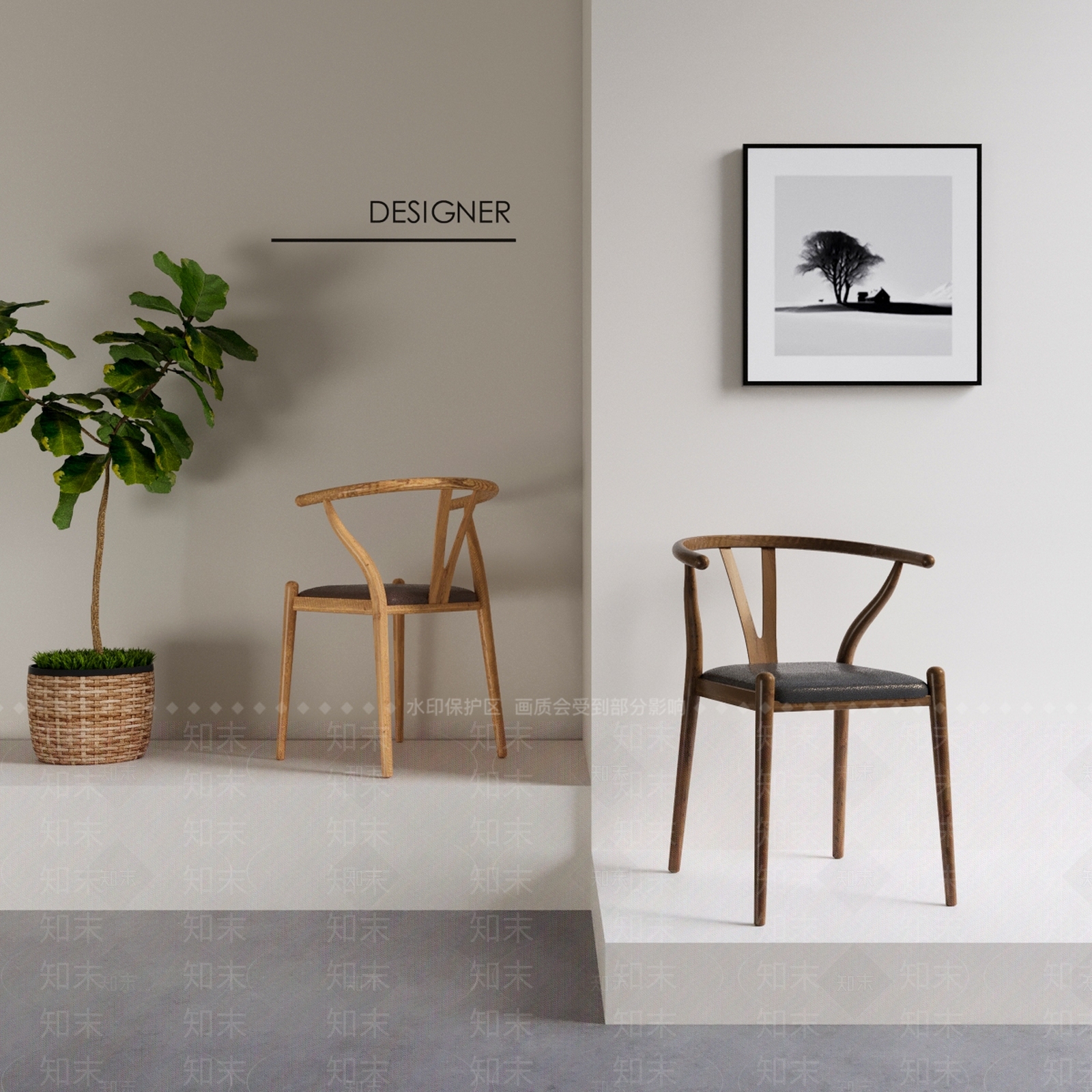 北欧牛角餐桌椅3D模型下载【ID:1150748064】