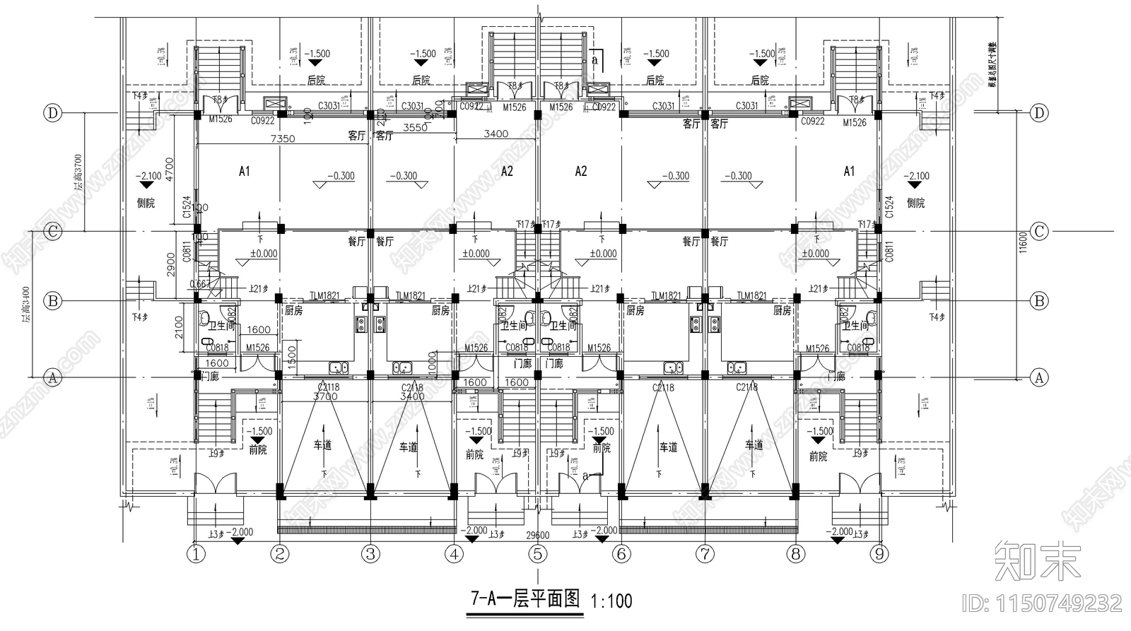 古城住宅建筑cad施工图下载【ID:1150749232】