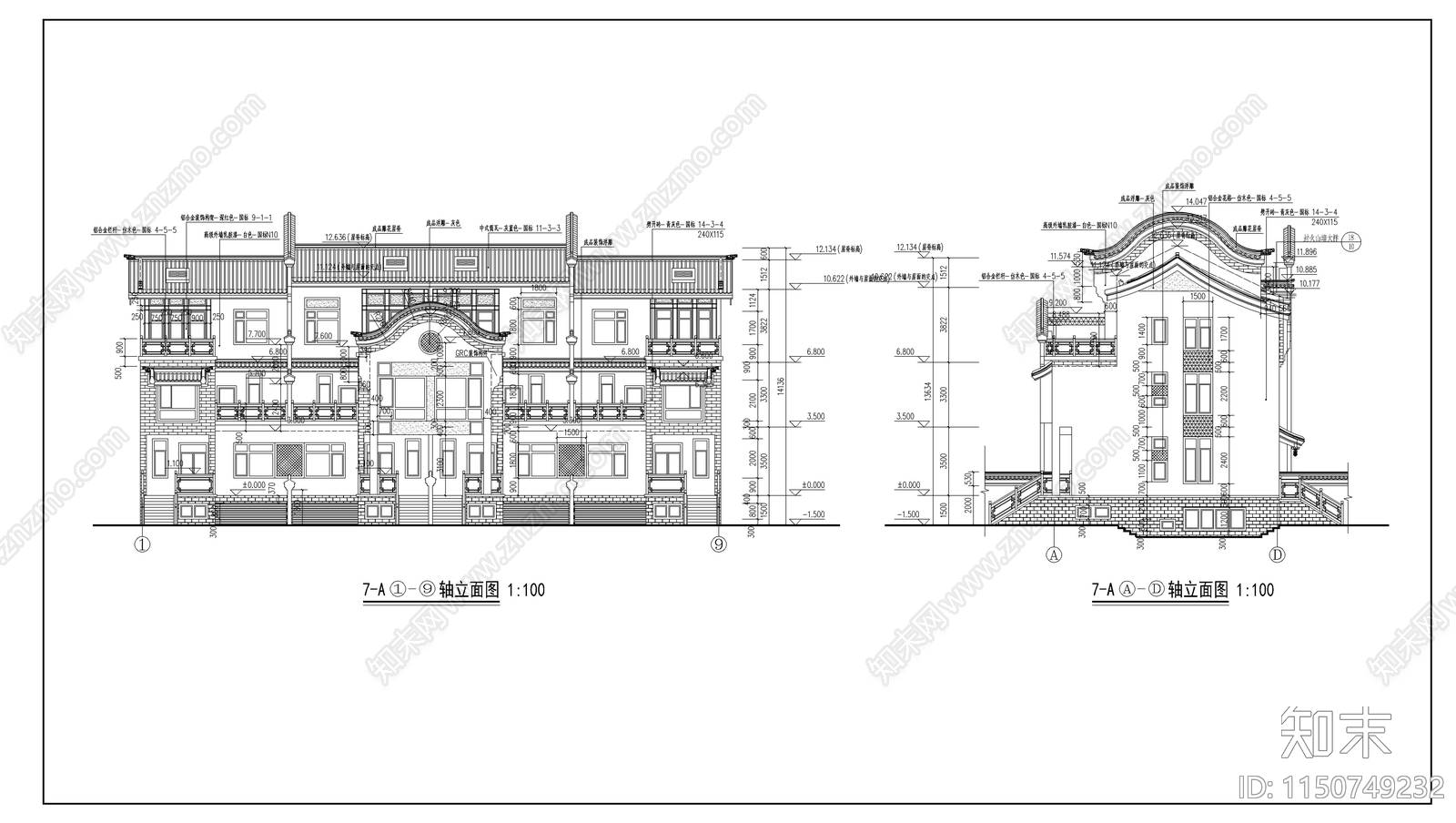 古城住宅建筑cad施工图下载【ID:1150749232】