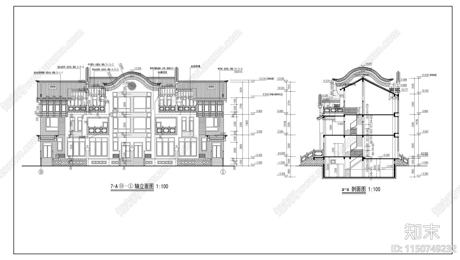 古城住宅建筑cad施工图下载【ID:1150749232】