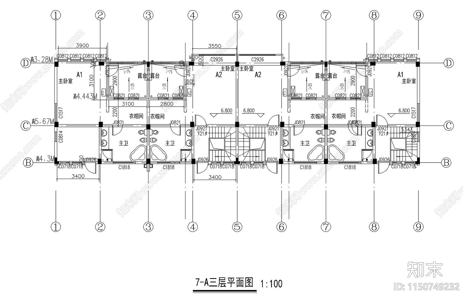 古城住宅建筑cad施工图下载【ID:1150749232】