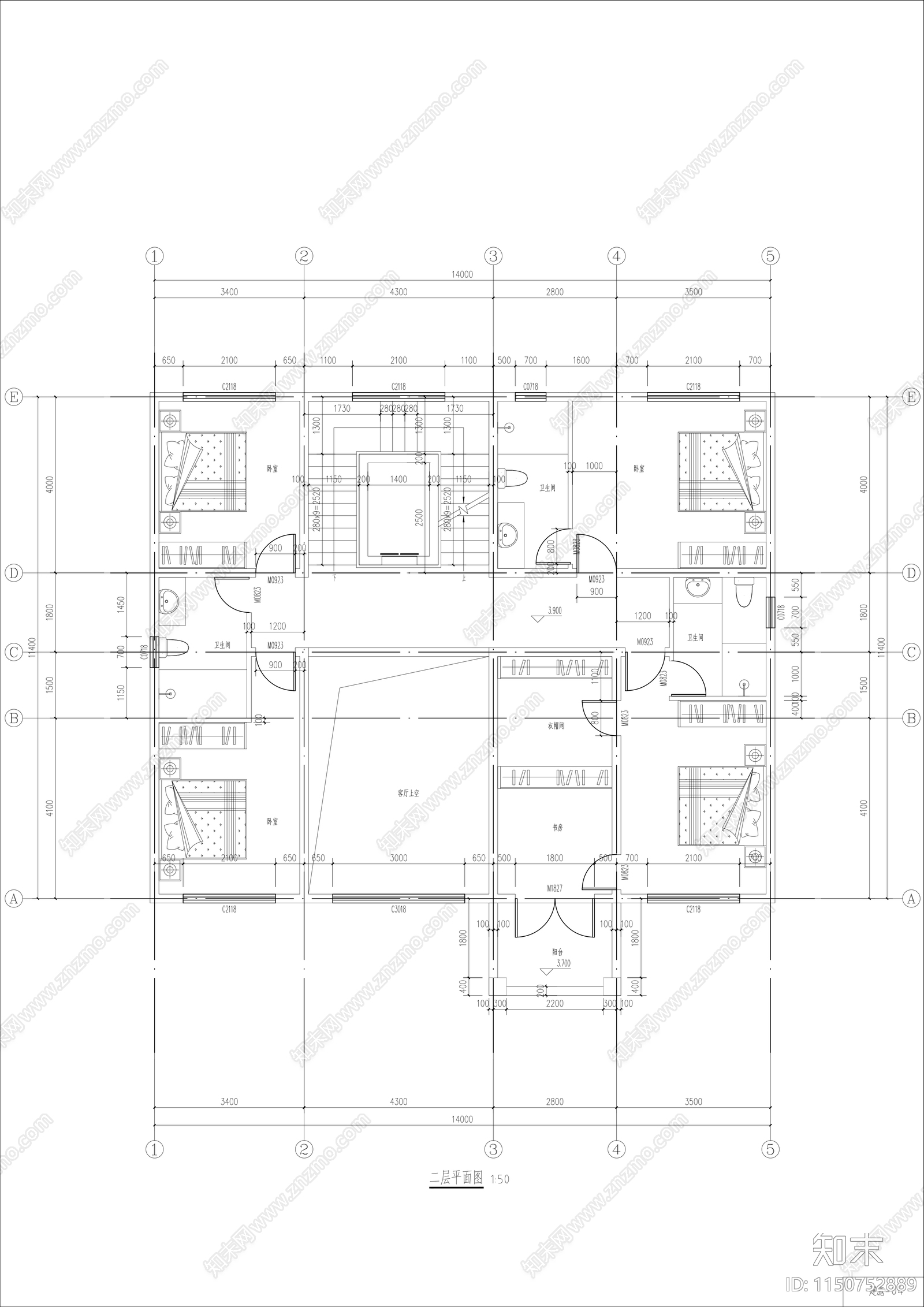 500㎡三层中式自建别墅建筑结构水电cad施工图下载【ID:1150836008】