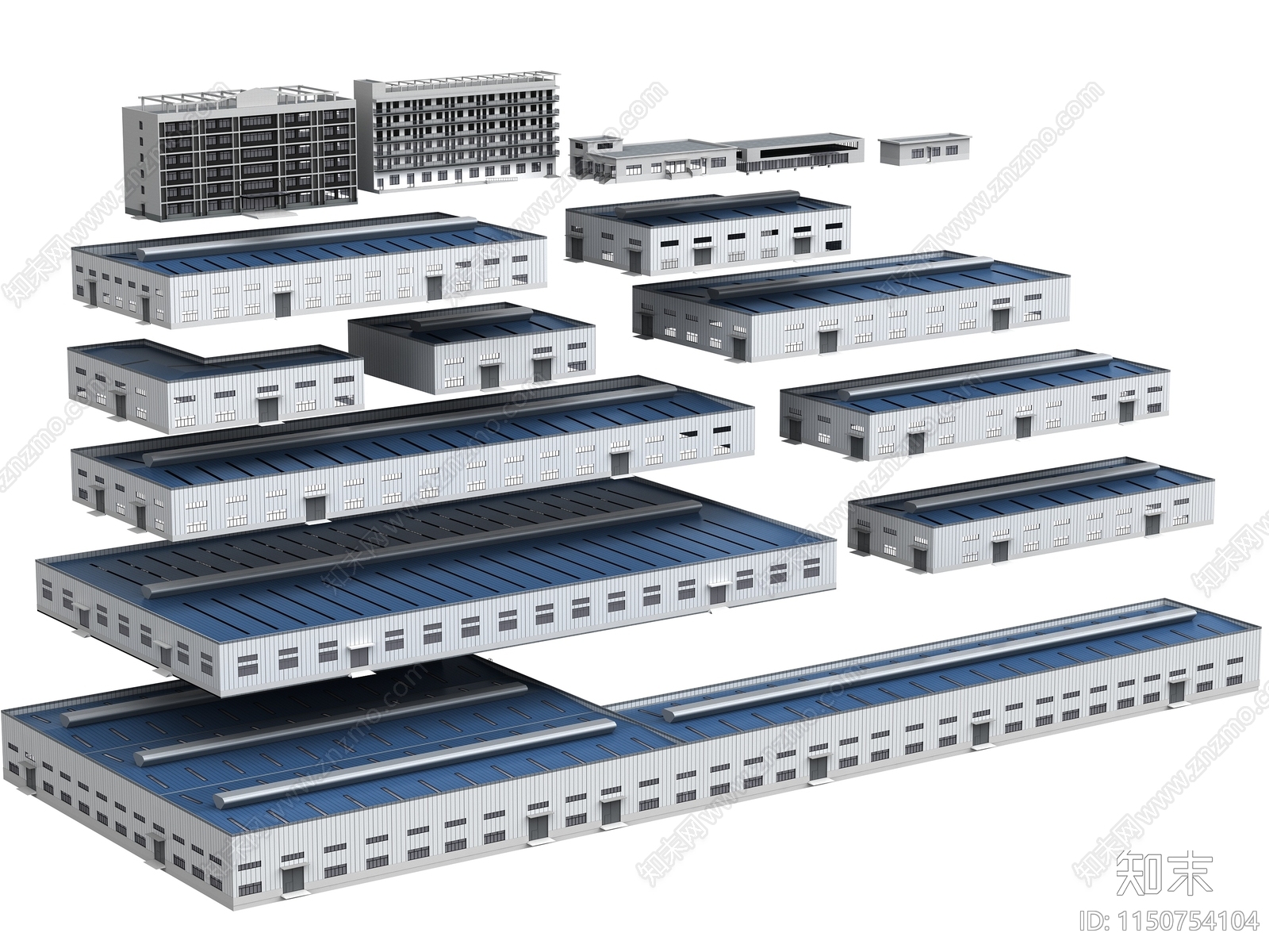 现代厂房组合SU模型下载【ID:1150754104】