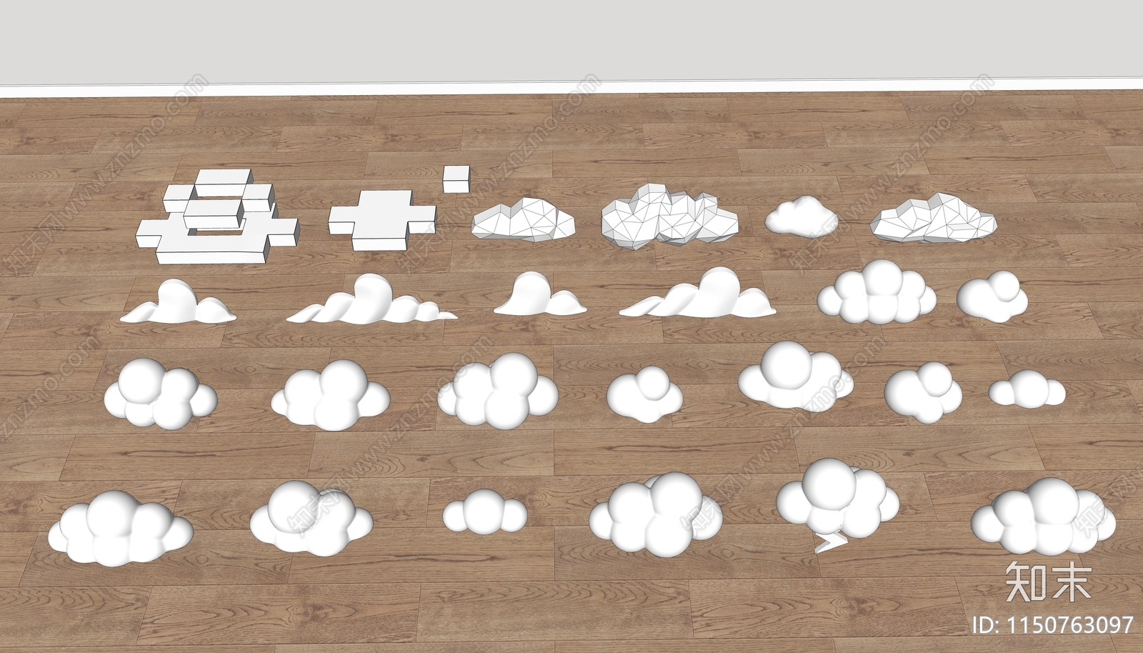 现代云朵造型吊灯造型SU模型下载【ID:1150763097】