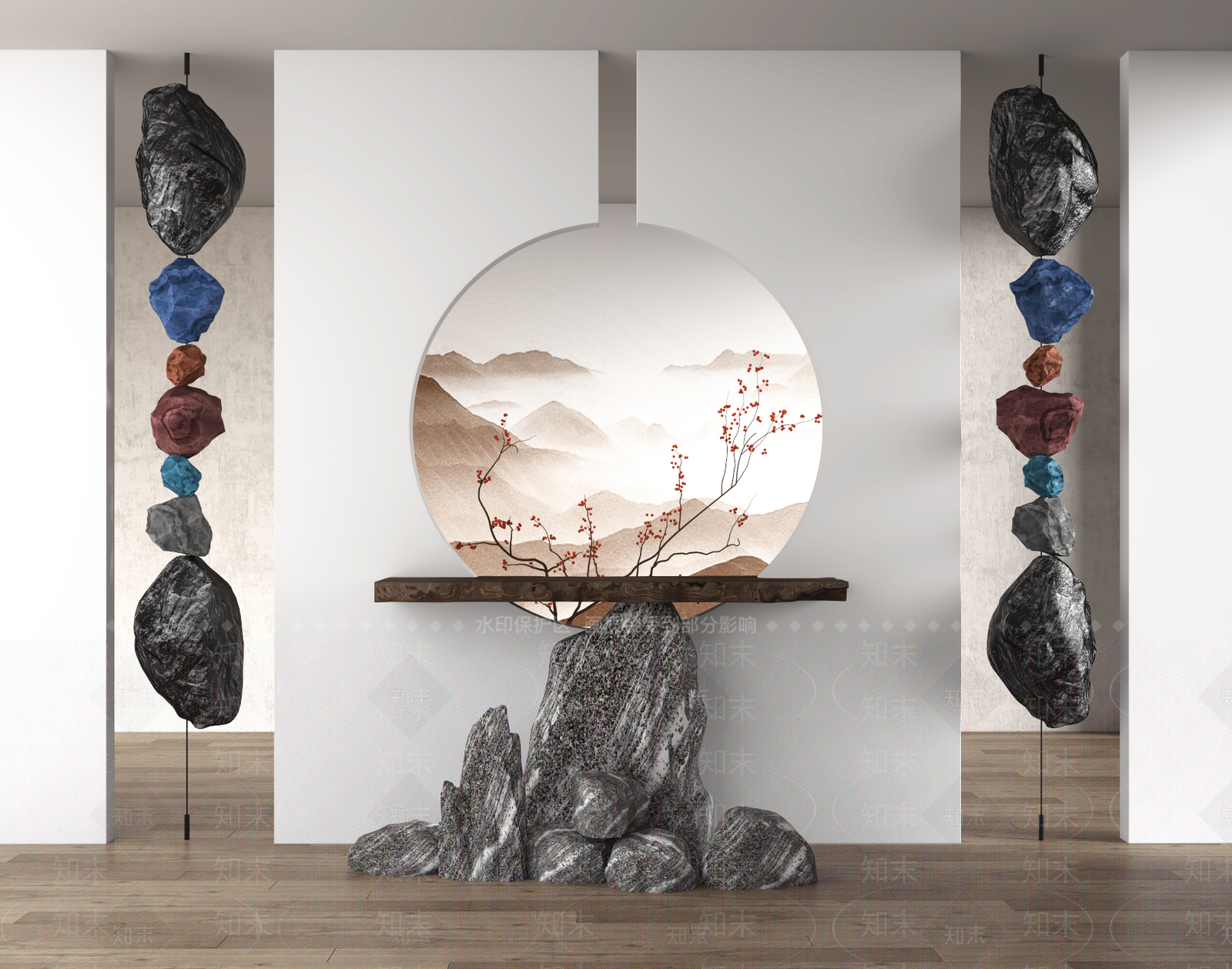新中式端景条案3D模型下载【ID:1150766301】