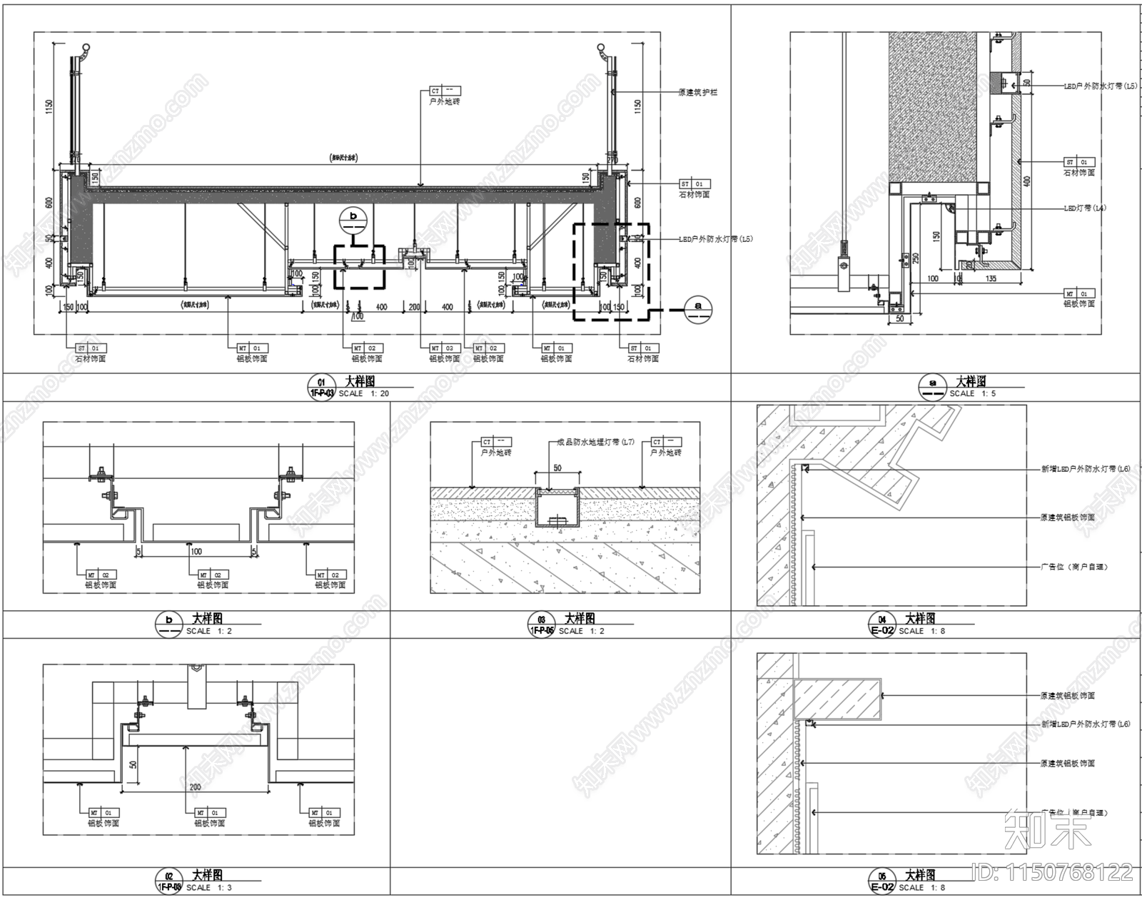 商业户外广场室外街区cad施工图下载【ID:1150768122】