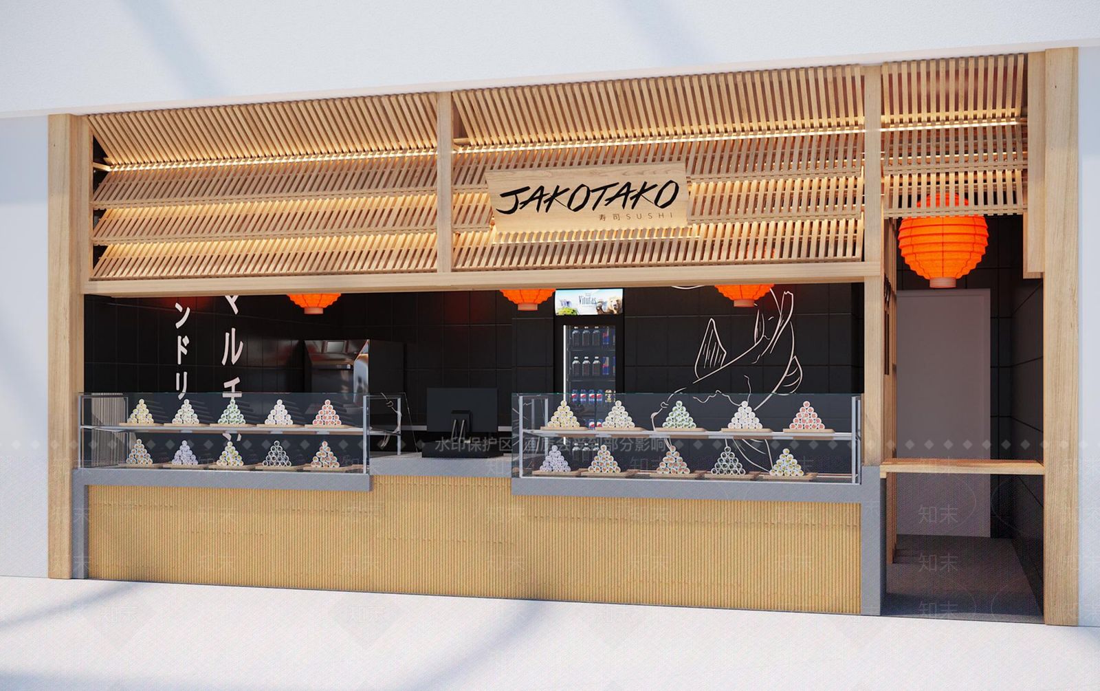 日式寿司店门头门面3D模型下载【ID:1150768302】