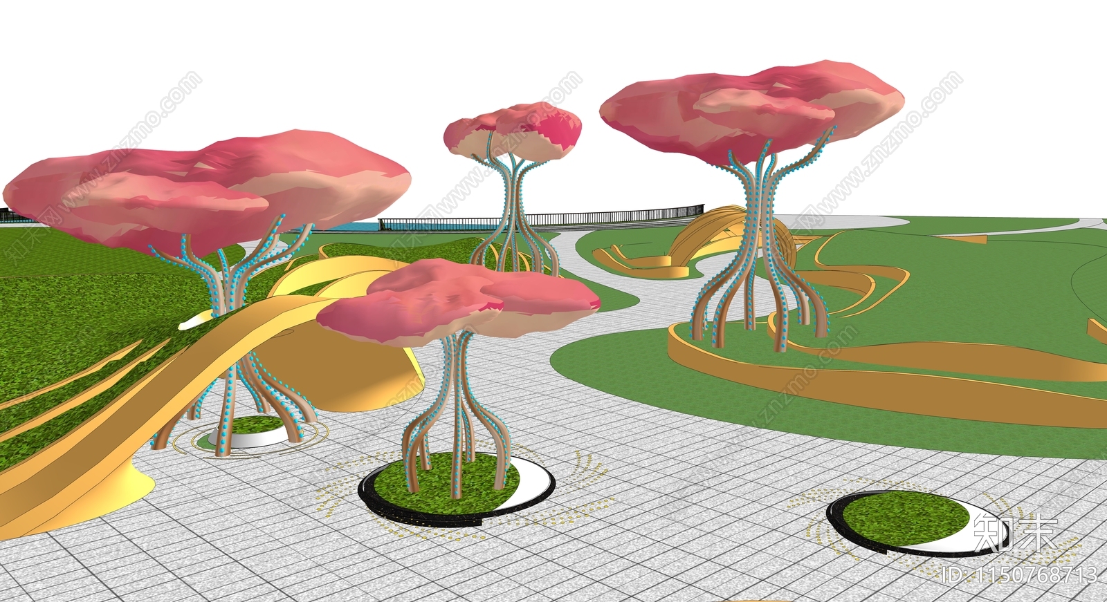 现代景观公园异型雕塑小品SU模型下载【ID:1150768713】