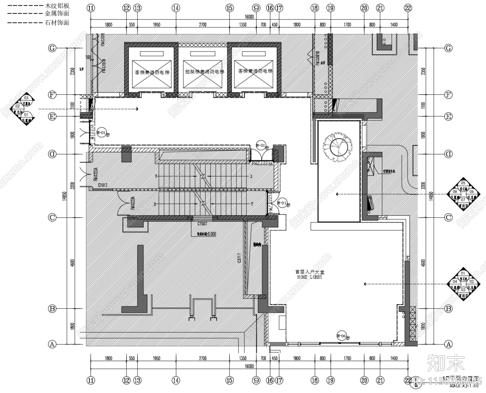 DIA丹健国际成都万华C27住宅公区电梯厅大堂cad施工图下载【ID:1150768745】