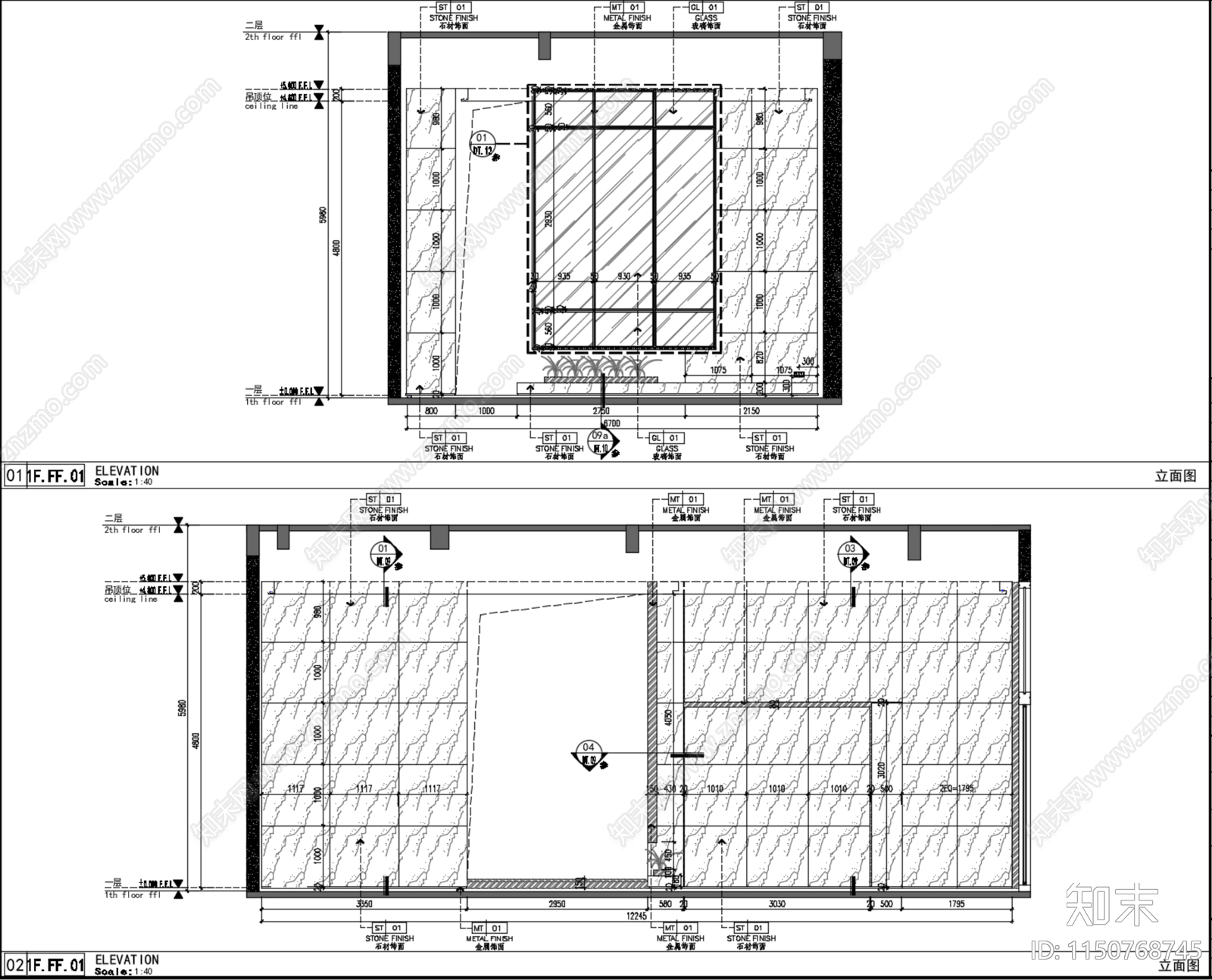 DIA丹健国际成都万华C27住宅公区电梯厅大堂cad施工图下载【ID:1150768745】