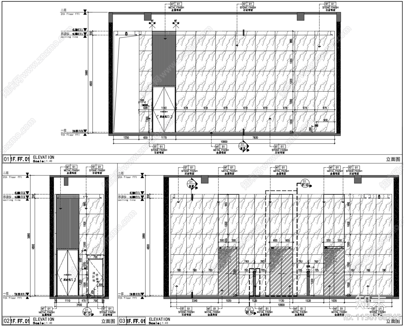 DIA丹健国际成都万华C27住宅公区电梯厅大堂cad施工图下载【ID:1150768745】