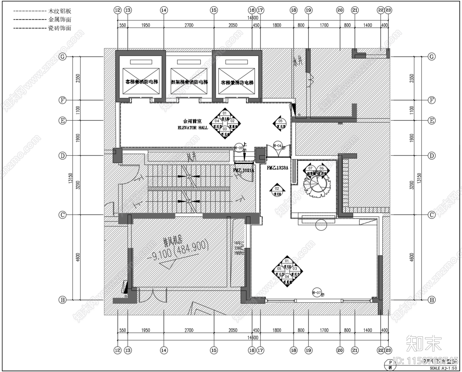 DIA丹健国际成都万华C27住宅公区电梯厅大堂cad施工图下载【ID:1150768745】
