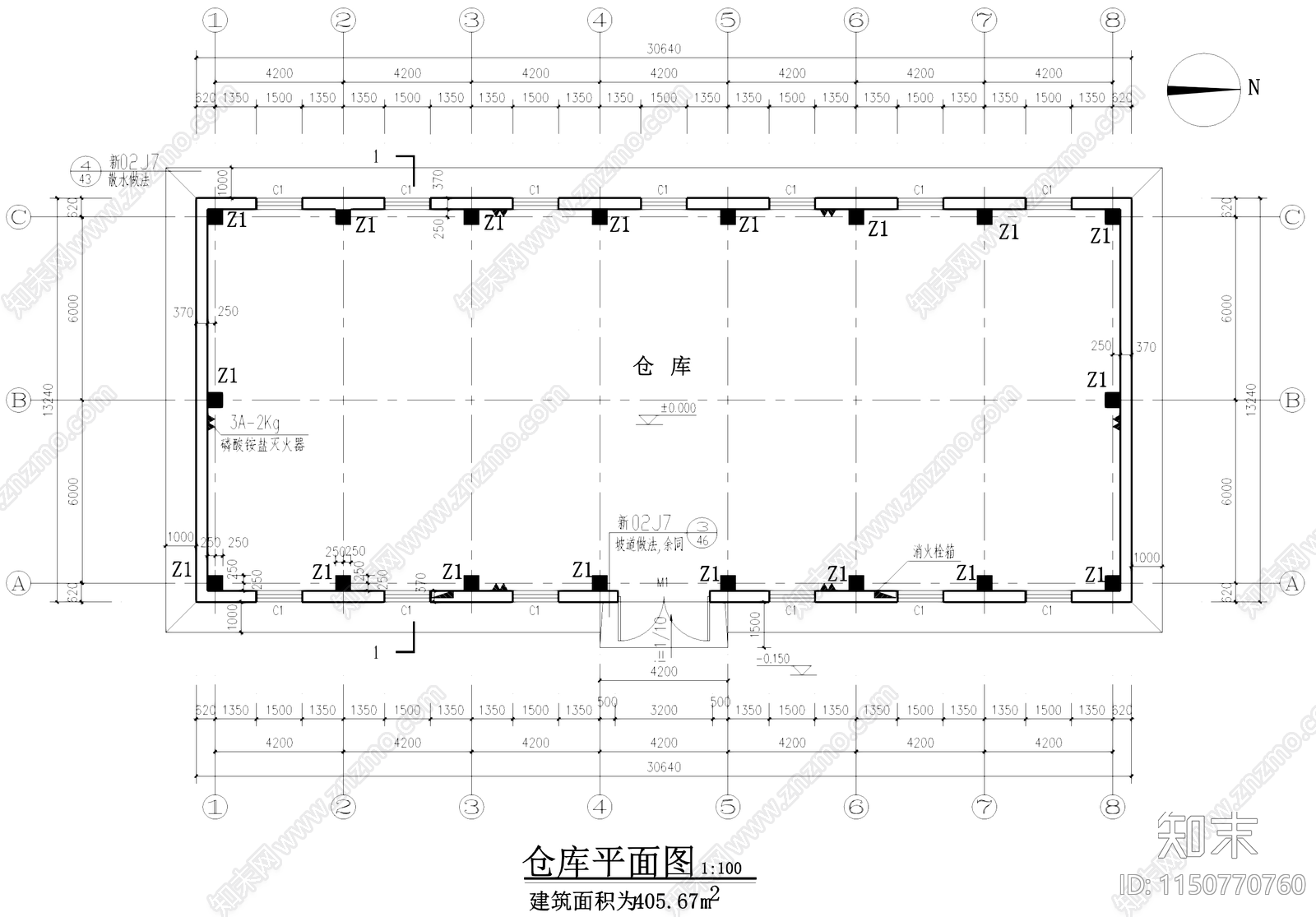 种子加工厂仓库工业建筑cad施工图下载【ID:1150770760】