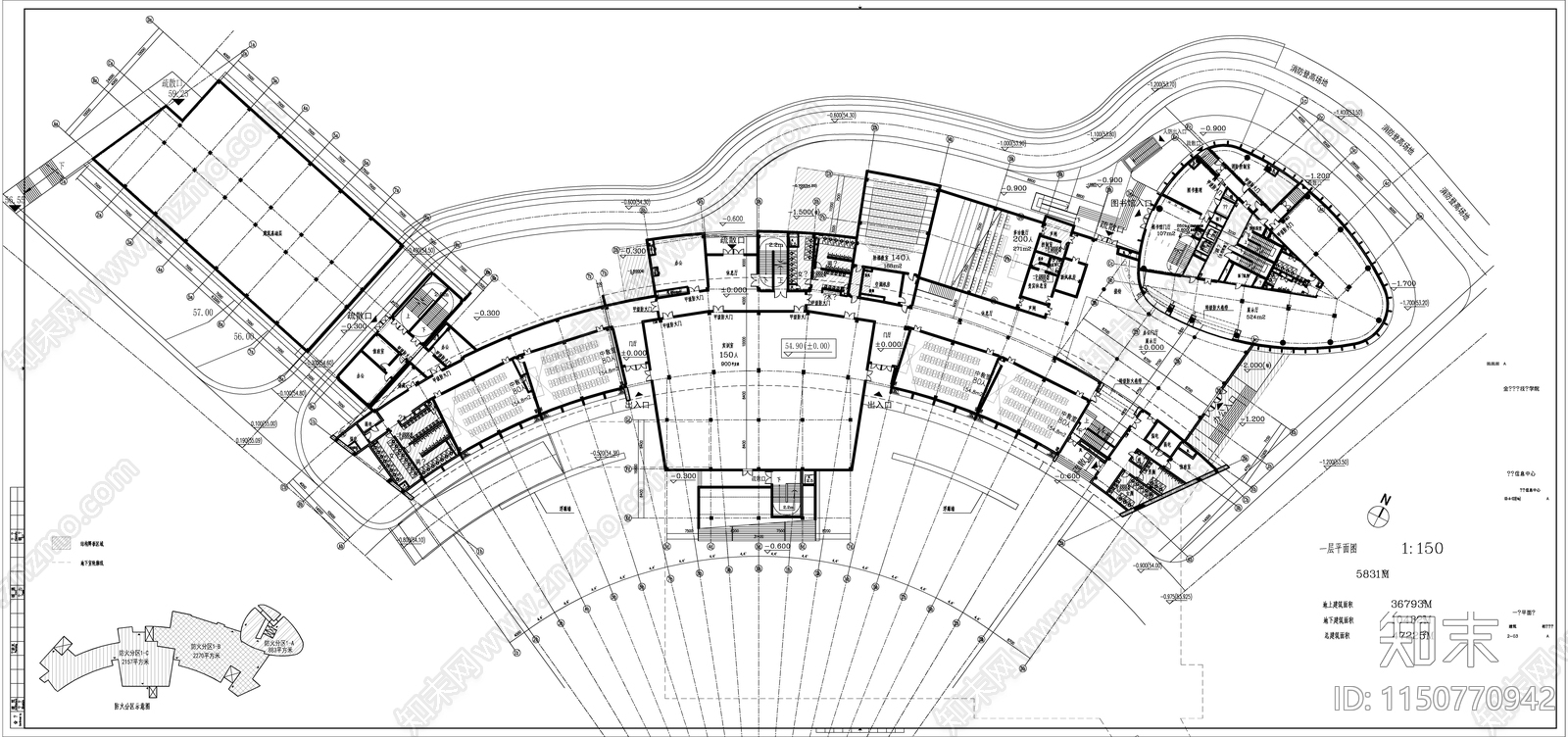 某高校图书馆建筑图cad施工图下载【ID:1150770942】