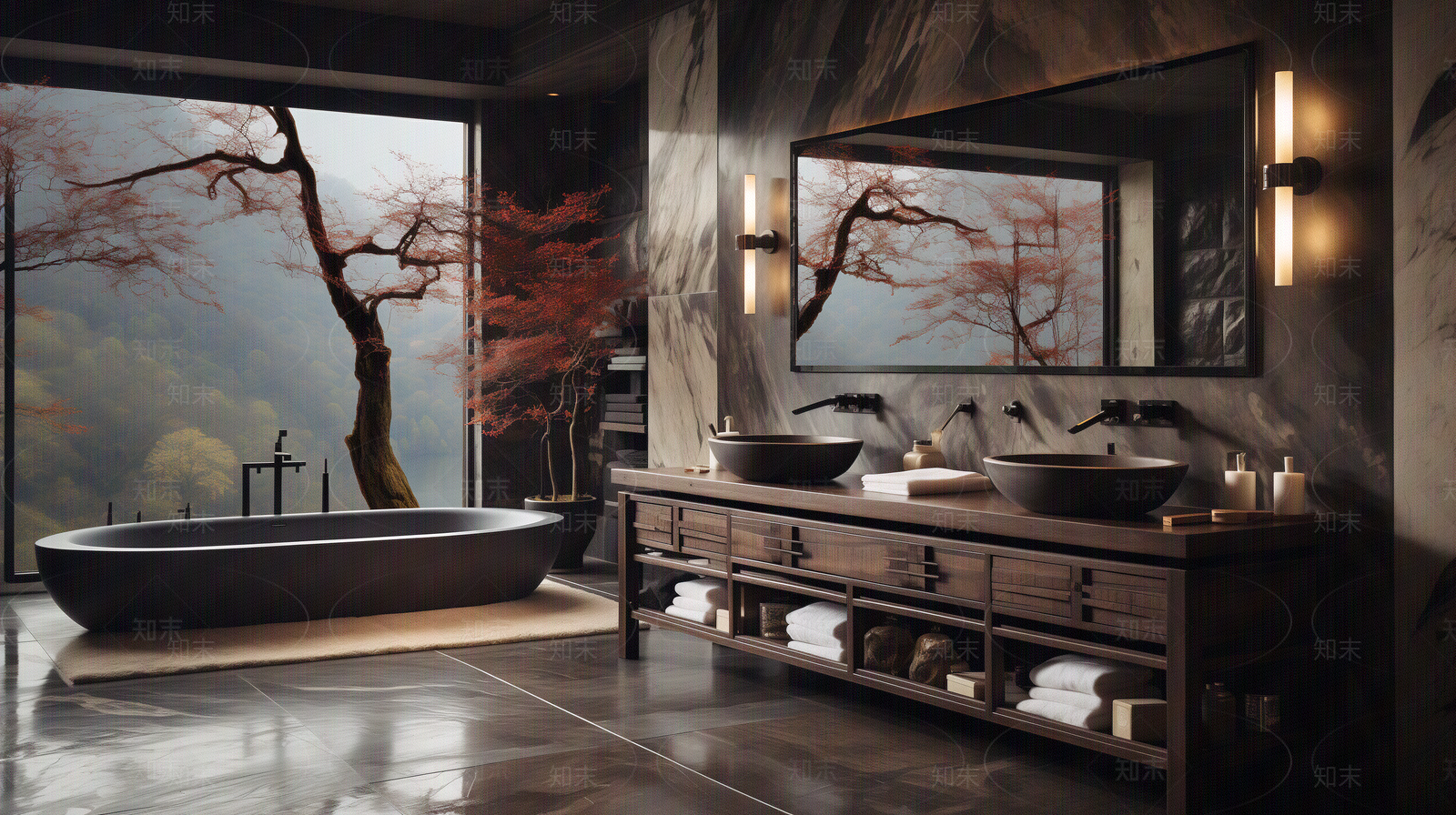 现代新中式室内场景壁纸贴图下载【ID:1150771506】