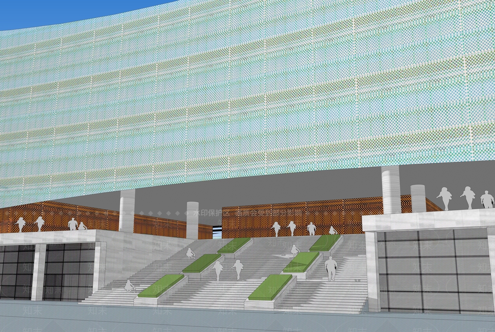 现代展览类建筑SU模型下载【ID:1150781534】