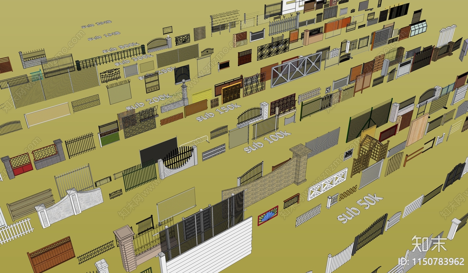 现代围栏护栏SU模型下载【ID:1150783962】