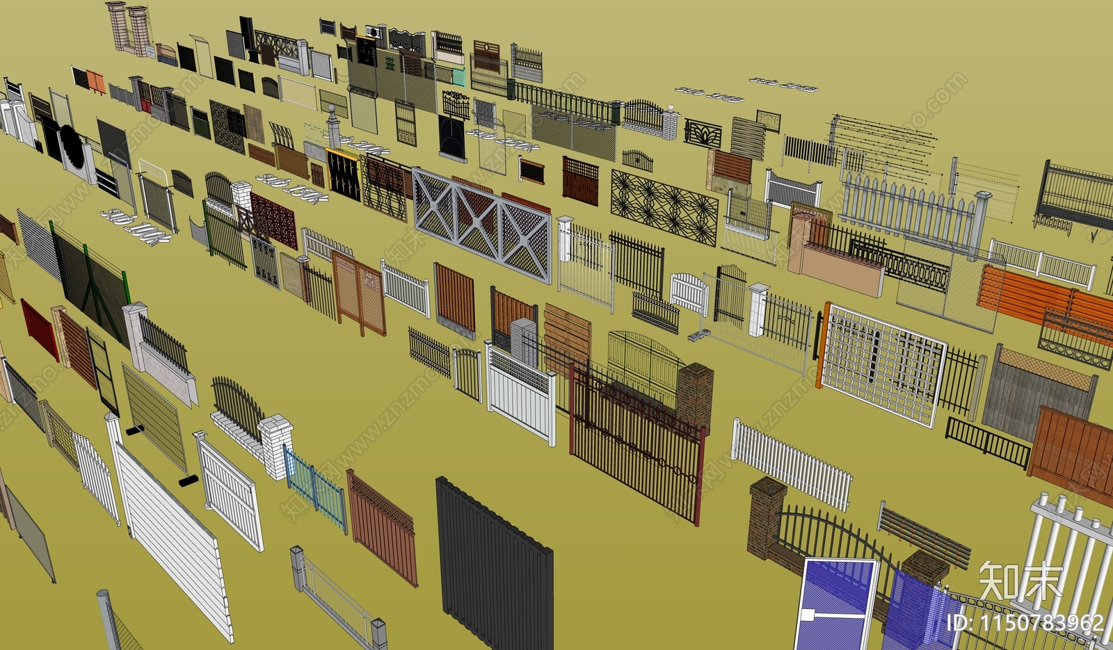 现代围栏护栏SU模型下载【ID:1150783962】