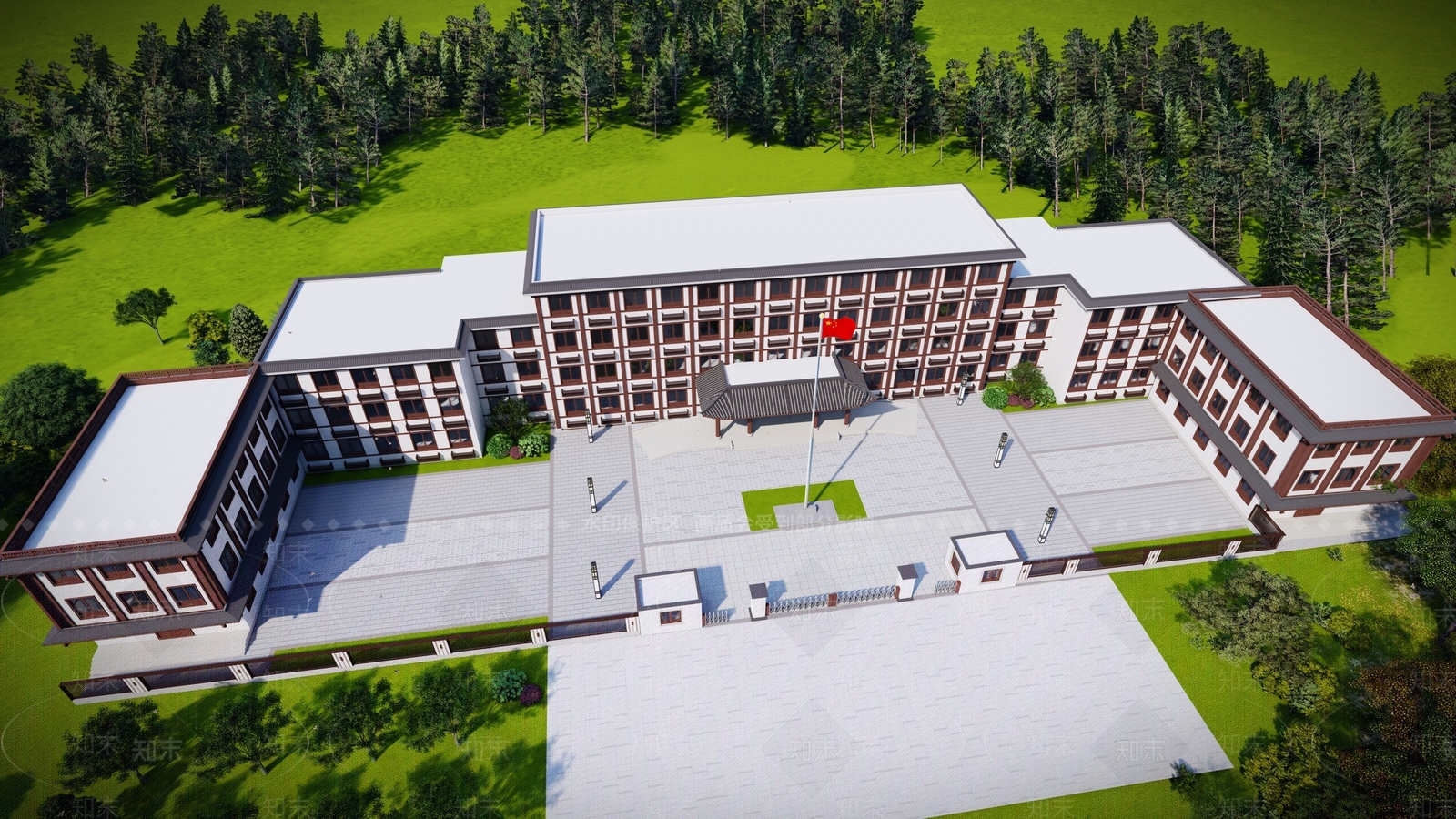 新中式办公大楼SU模型下载【ID:1150784740】