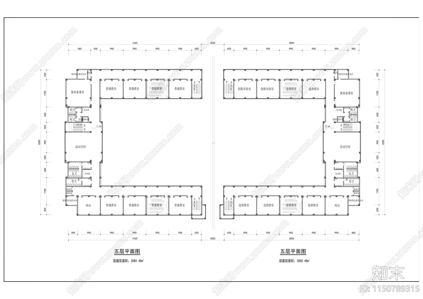 某学校教学楼平立剖cad施工图下载【ID:1150789315】