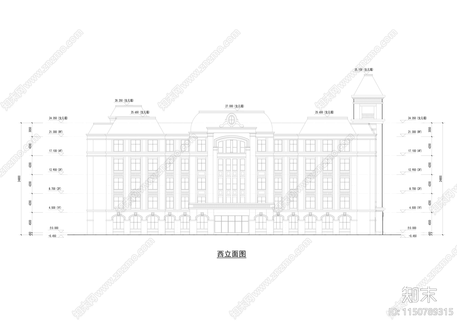 某学校教学楼平立剖cad施工图下载【ID:1150789315】
