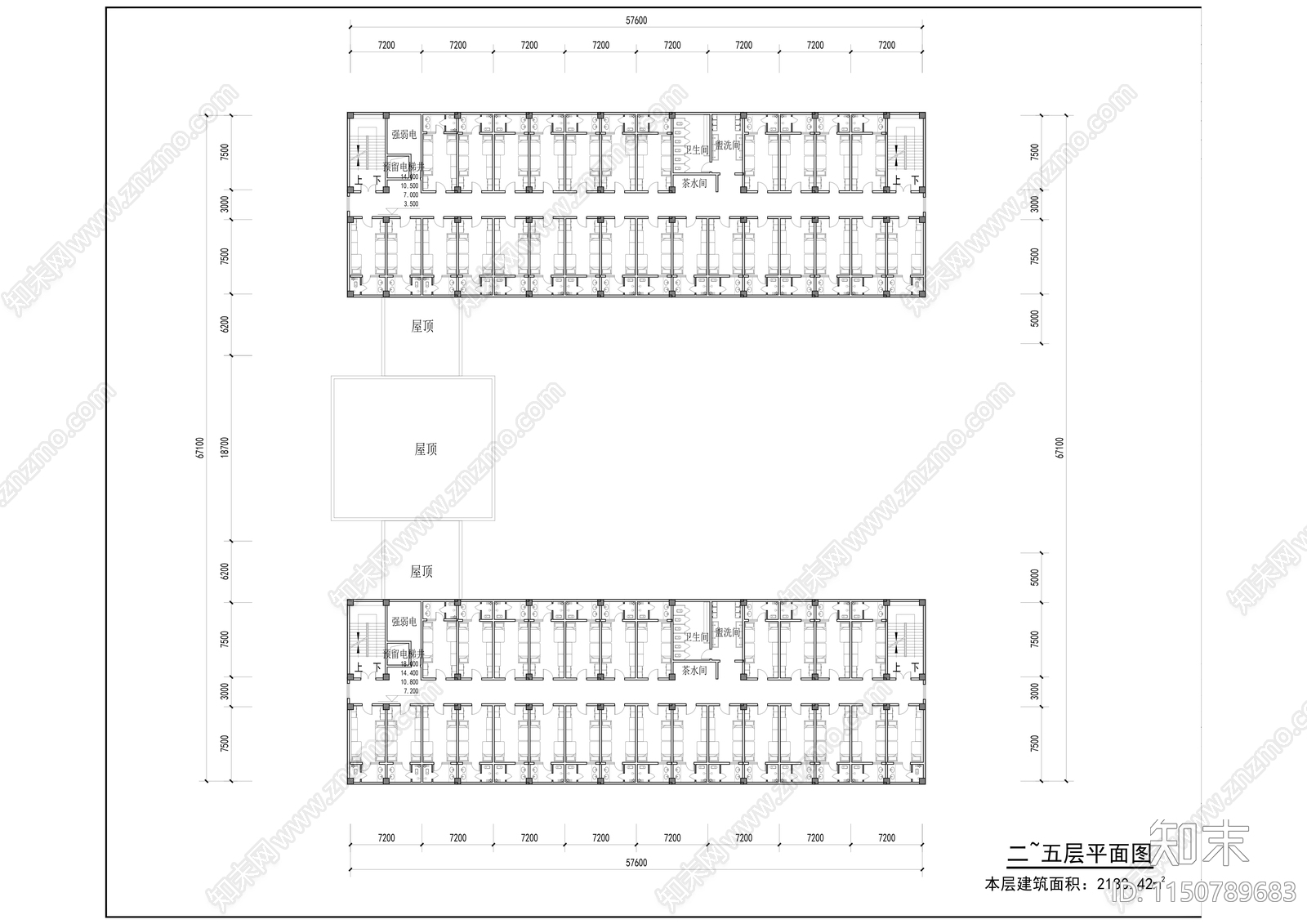 某学校宿舍楼平立剖cad施工图下载【ID:1150789683】