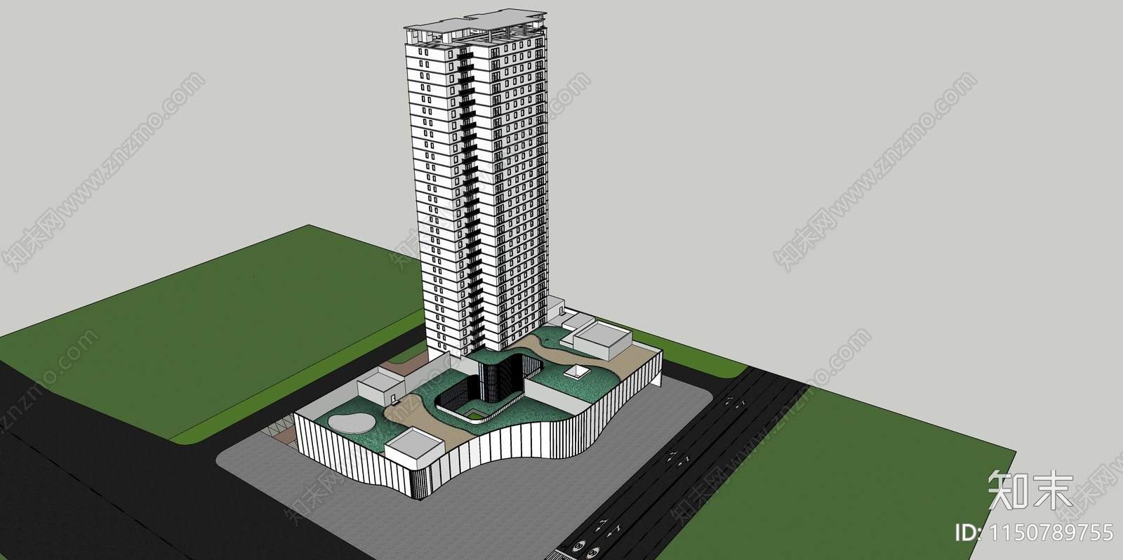 现代超高层办公楼SU模型下载【ID:1150789755】