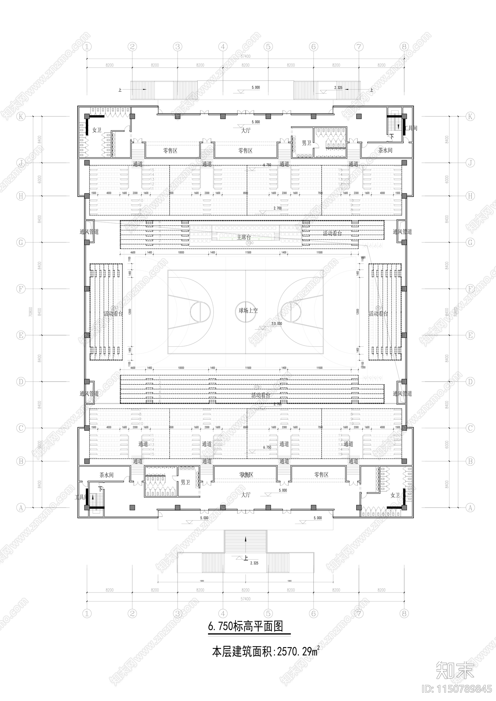 某学校体育馆平面剖面施工图下载【ID:1150789845】