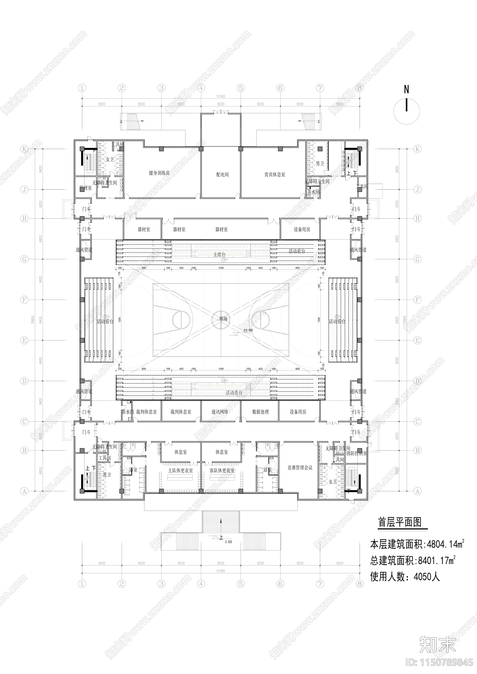 某学校体育馆平面剖面施工图下载【ID:1150789845】