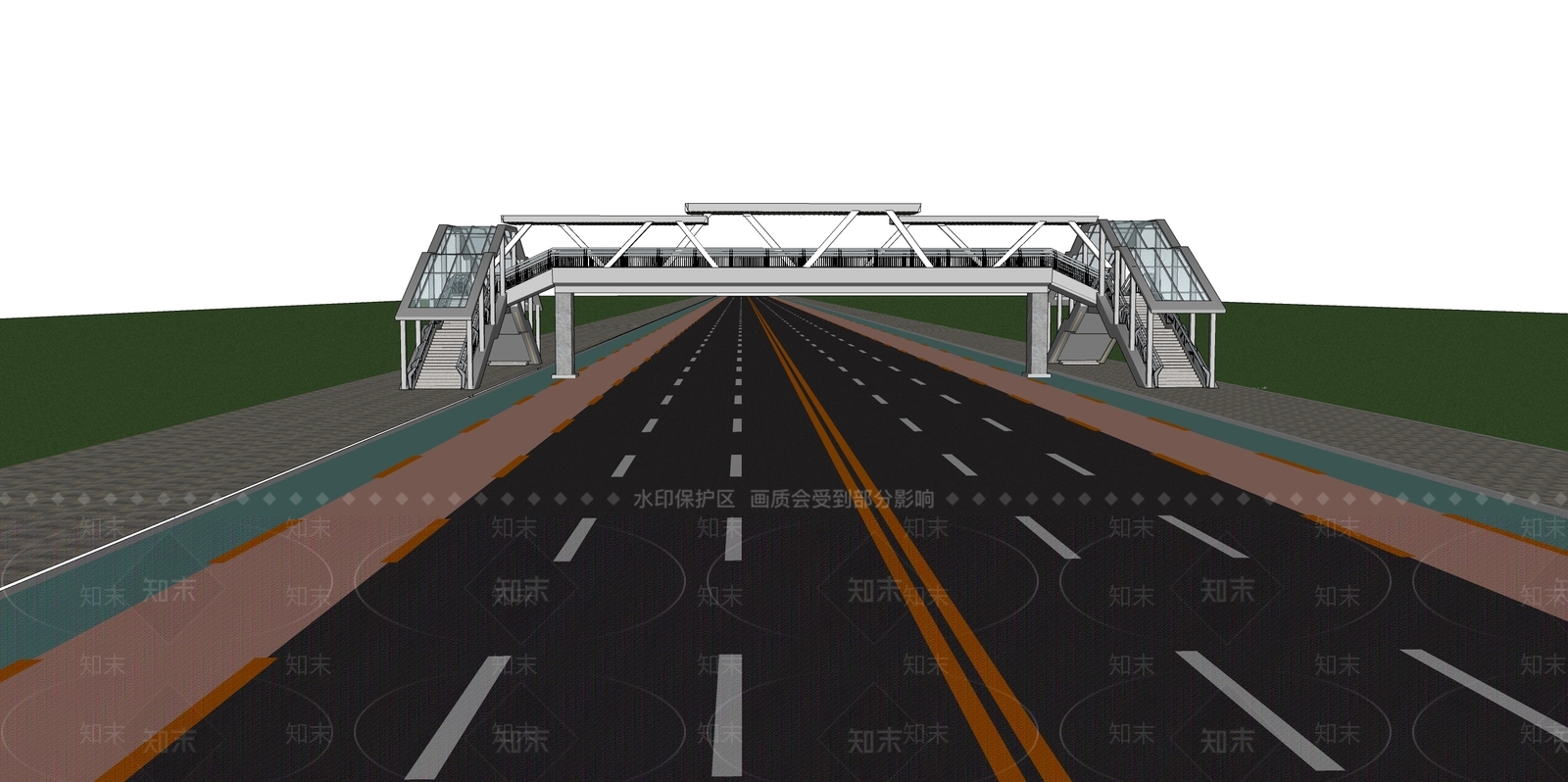 现代人行桥SU模型下载【ID:1150790097】