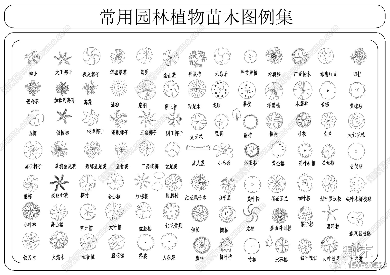 常用园林植物苗木图例集施工图下载【ID:1150790529】