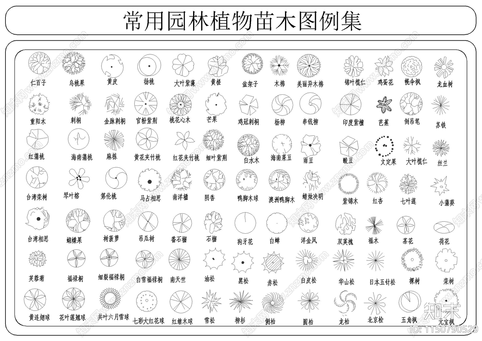 常用园林植物苗木图例集施工图下载【ID:1150790529】