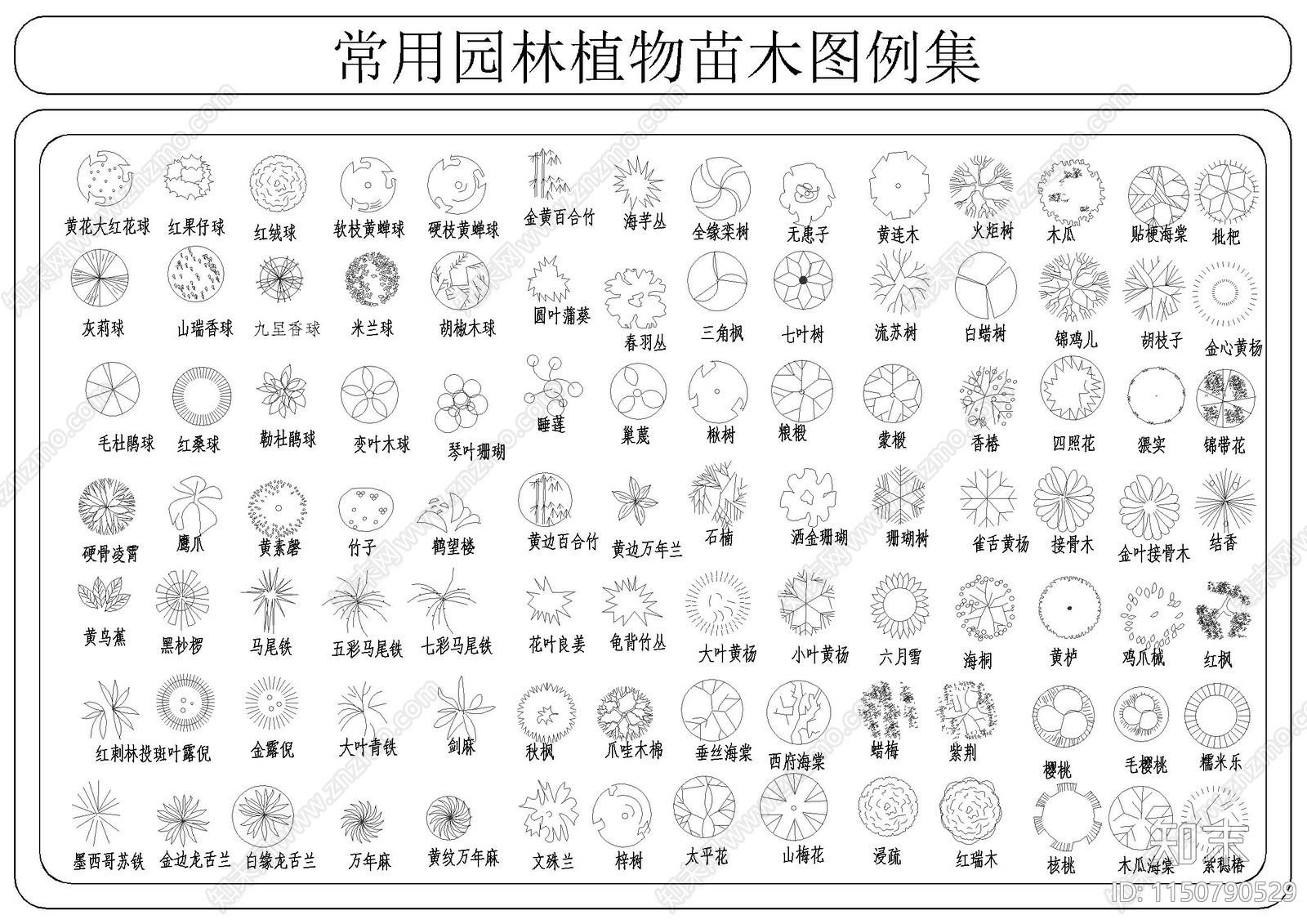 常用园林植物苗木图例集施工图下载【ID:1150790529】