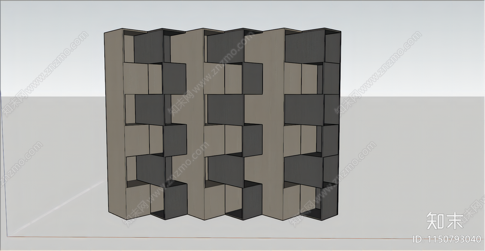 现代穿插异形展示柜SU模型下载【ID:1150793040】