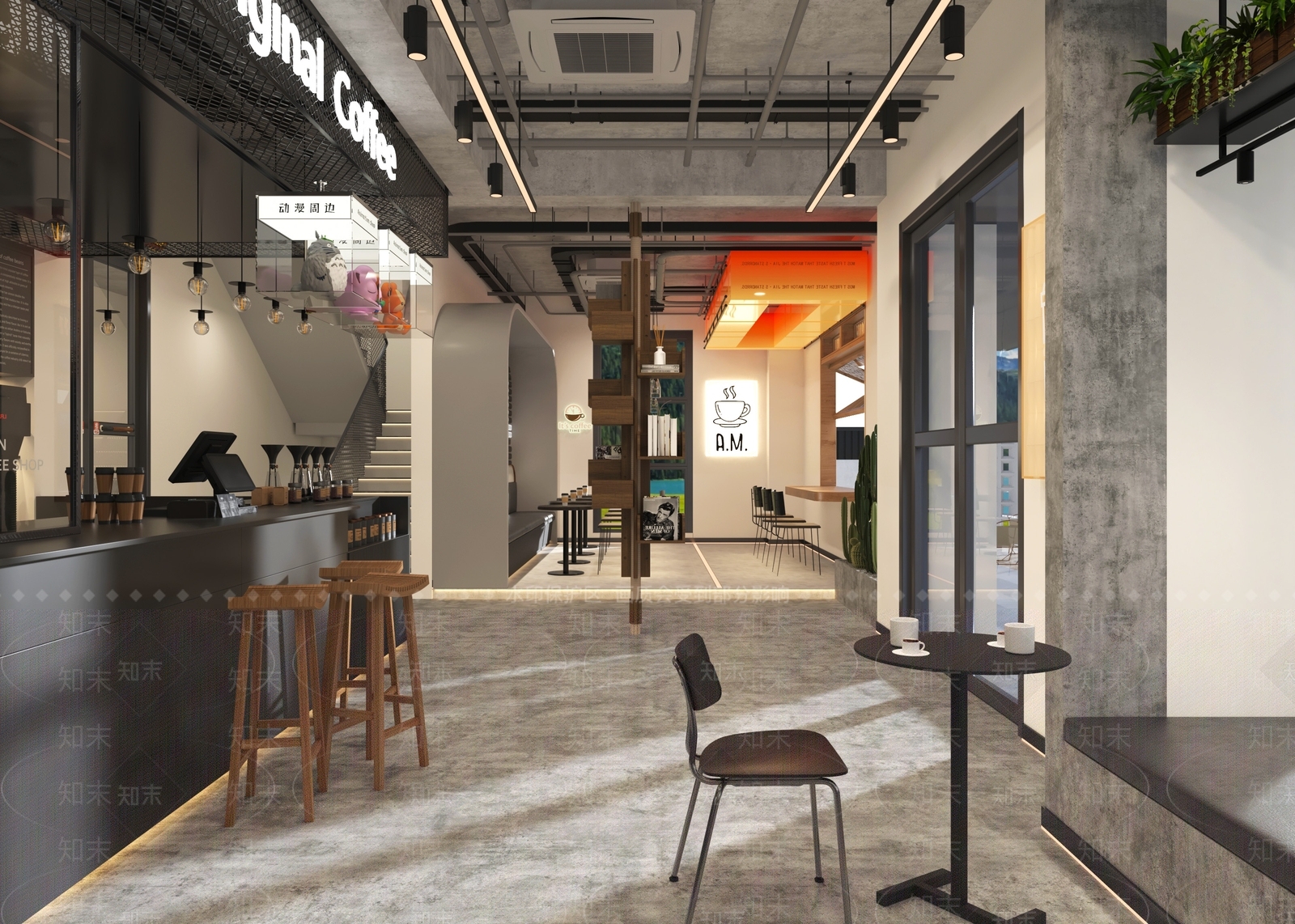 工业风咖啡厅3D模型下载【ID:1150793138】