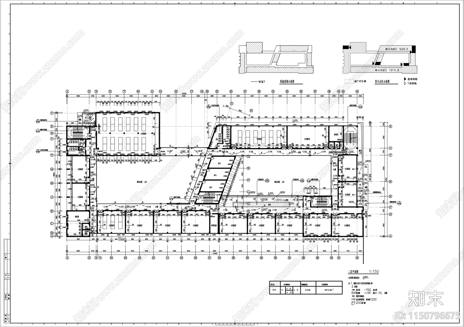 某高校教学实验楼建筑cad施工图下载【ID:1150796675】