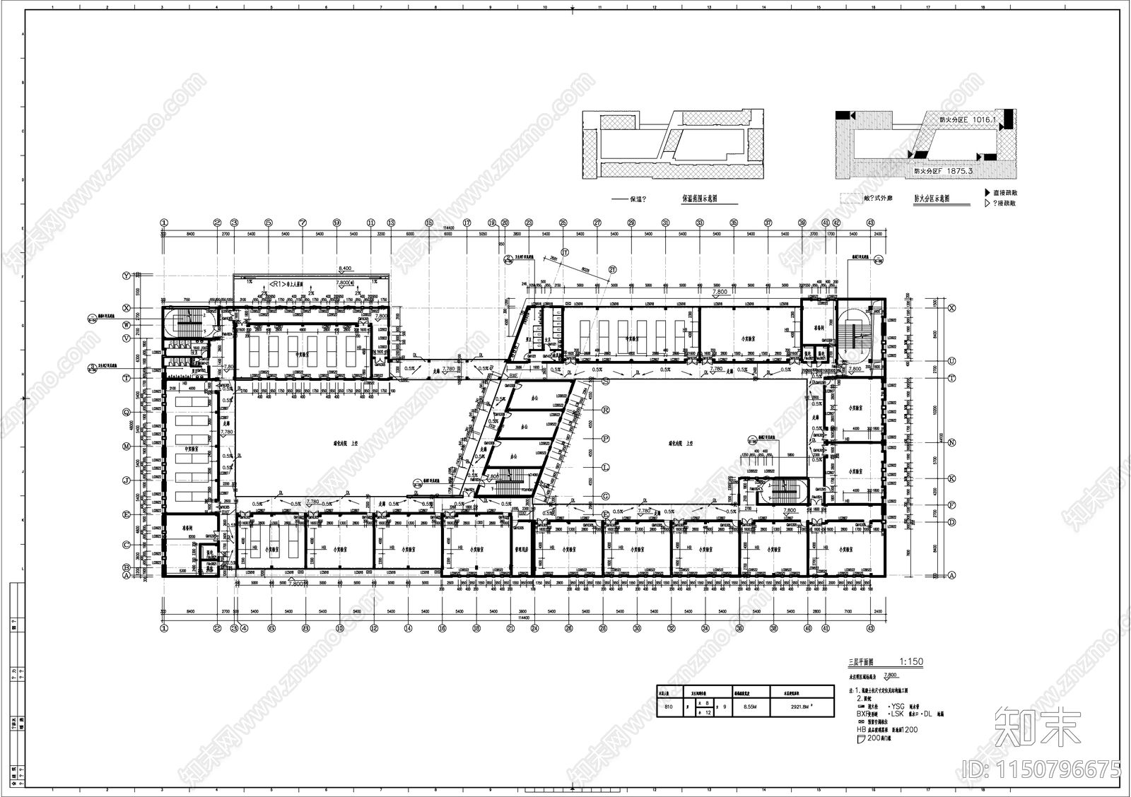 某高校教学实验楼建筑cad施工图下载【ID:1150796675】