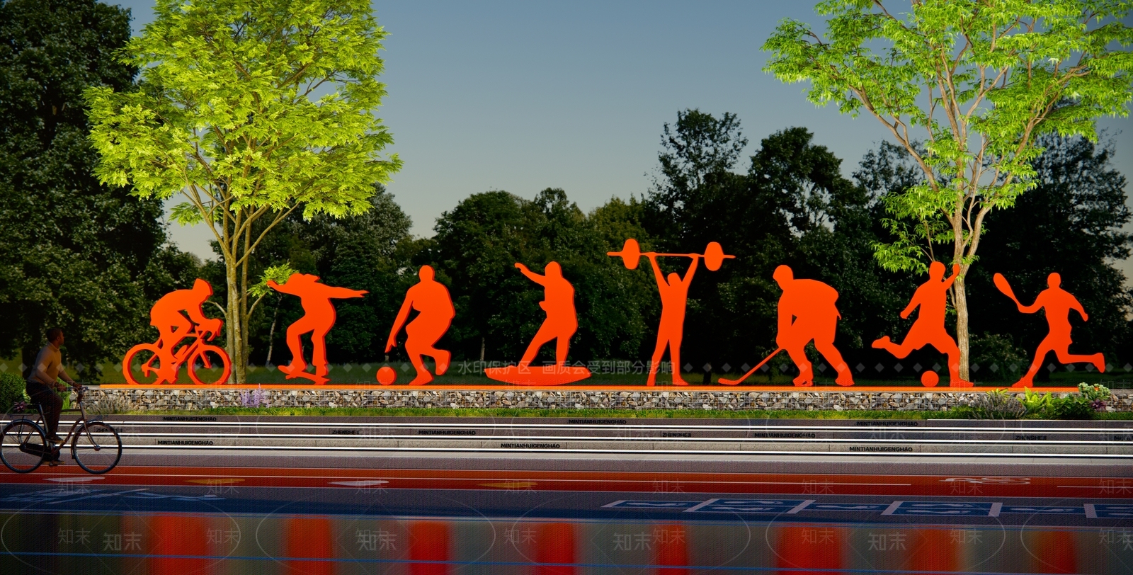 现代运动主题雕塑小品SU模型下载【ID:1150799514】