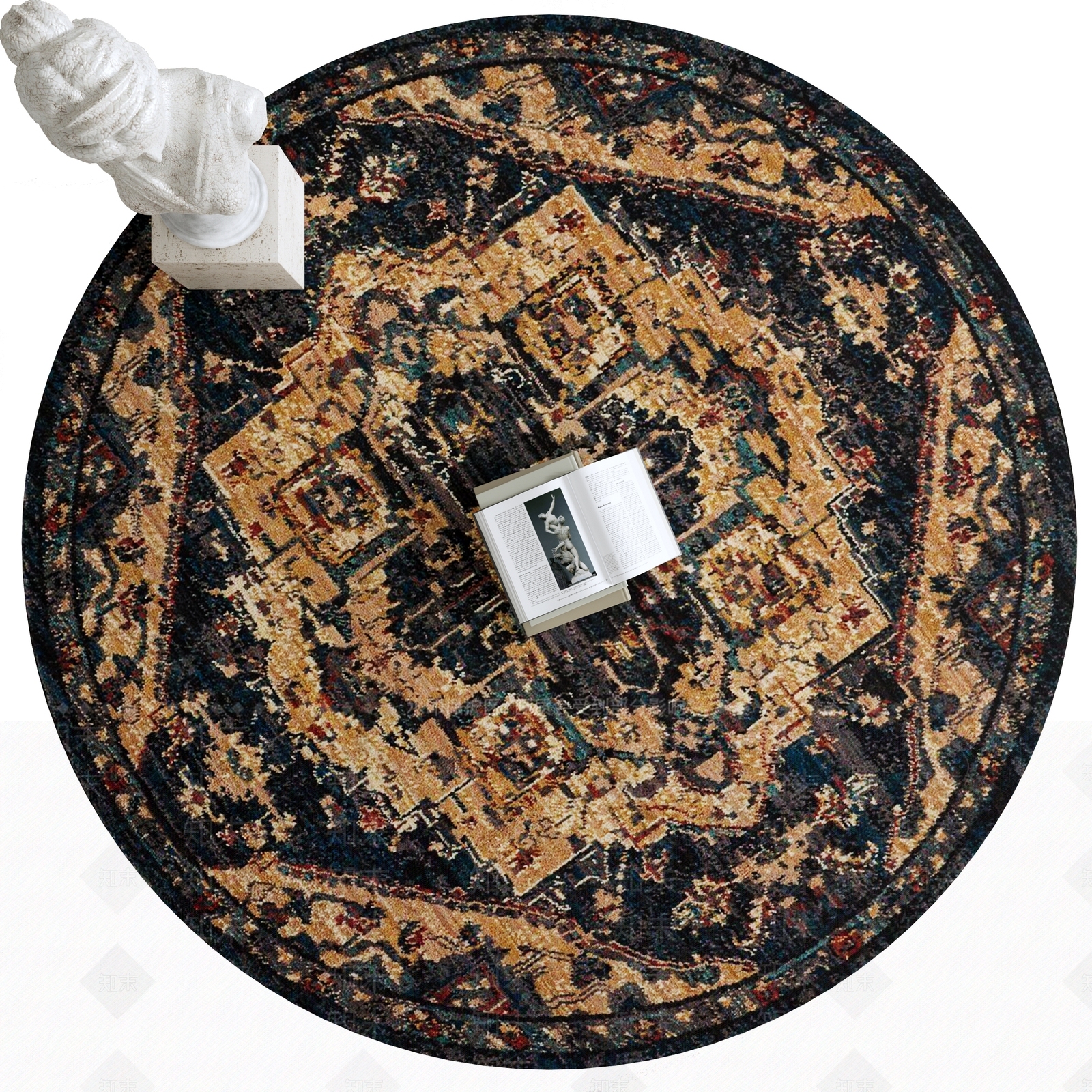 欧式圆形地毯SU模型下载【ID:1150804347】